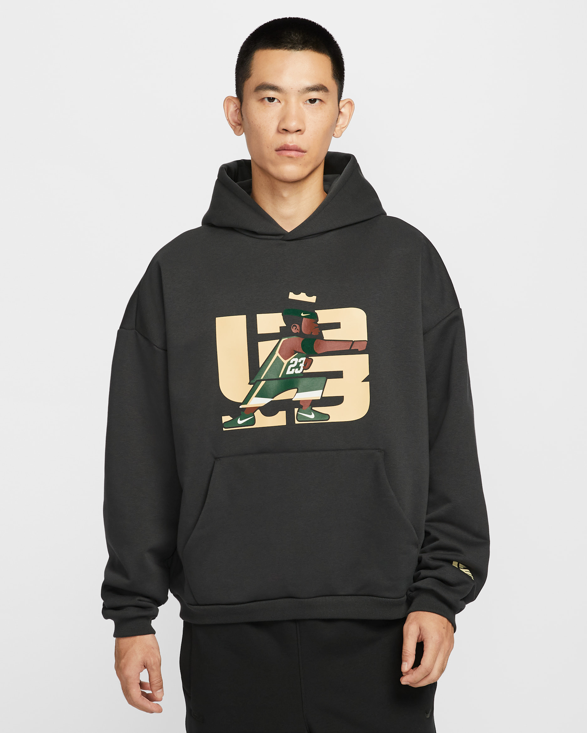 เสื้อบาสเก็ตบอลมีฮู้ดแบบสวมผู้ชาย Therma-FIT LeBron "Point Forward" - Off Noir