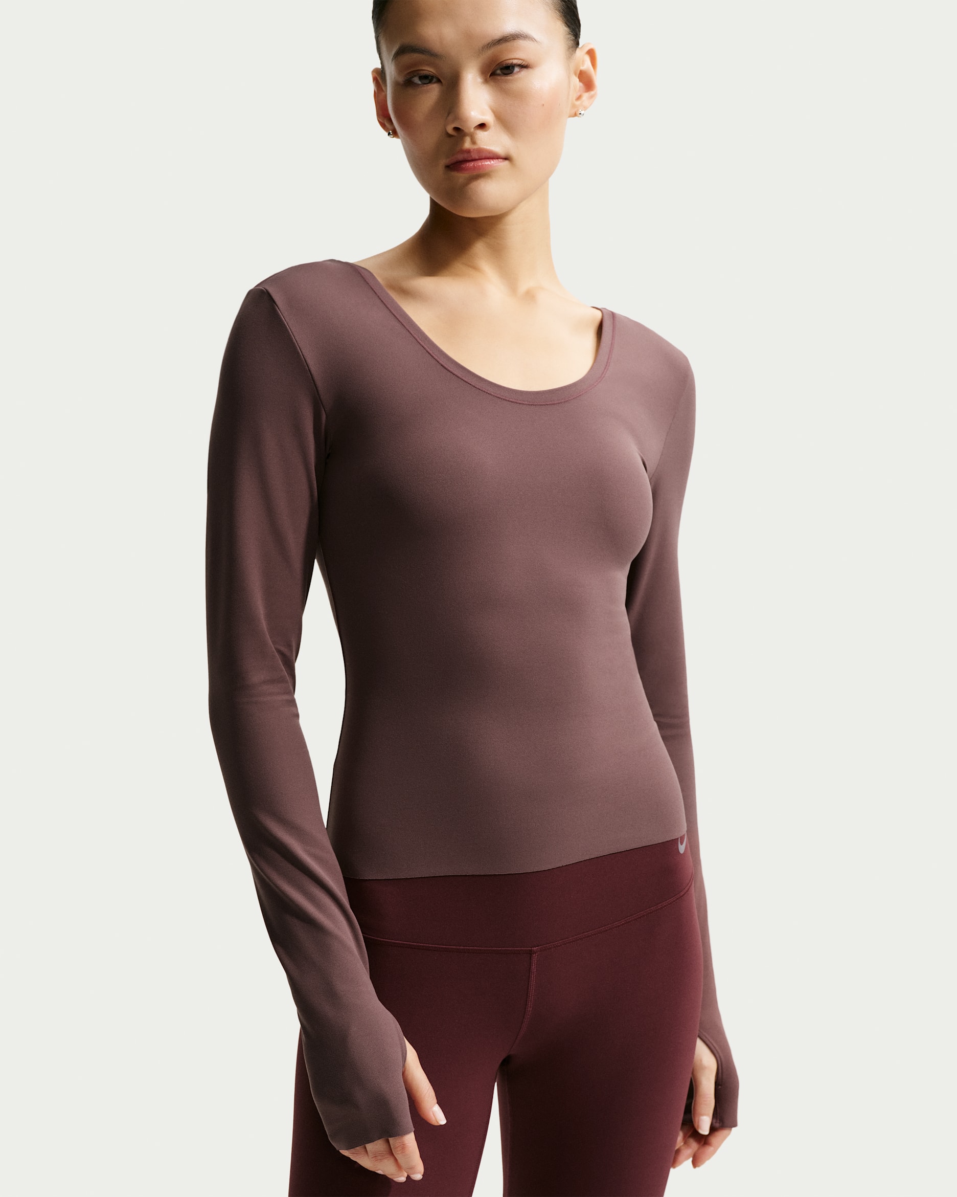 Nike Zenvy Dri-FIT Longsleeve für Damen - Tattoo/Weiß