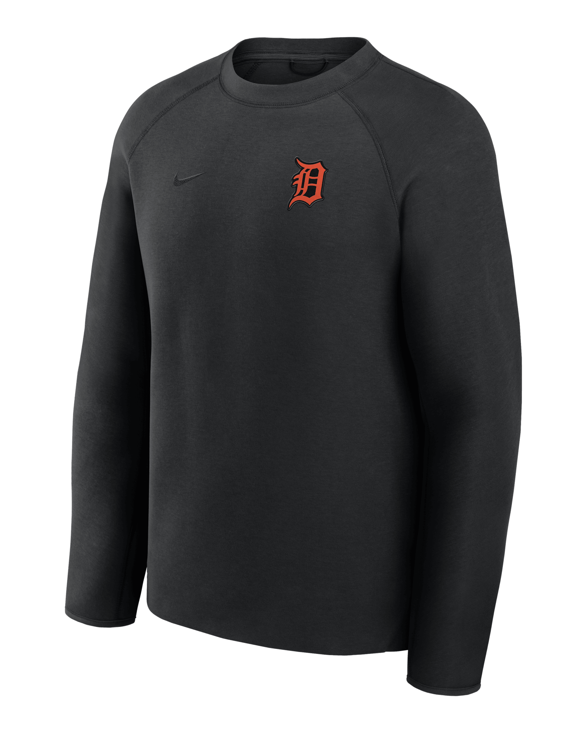 Detroit Tigers Tech Fleece Men's Nike MLB Pullover Crew - Black