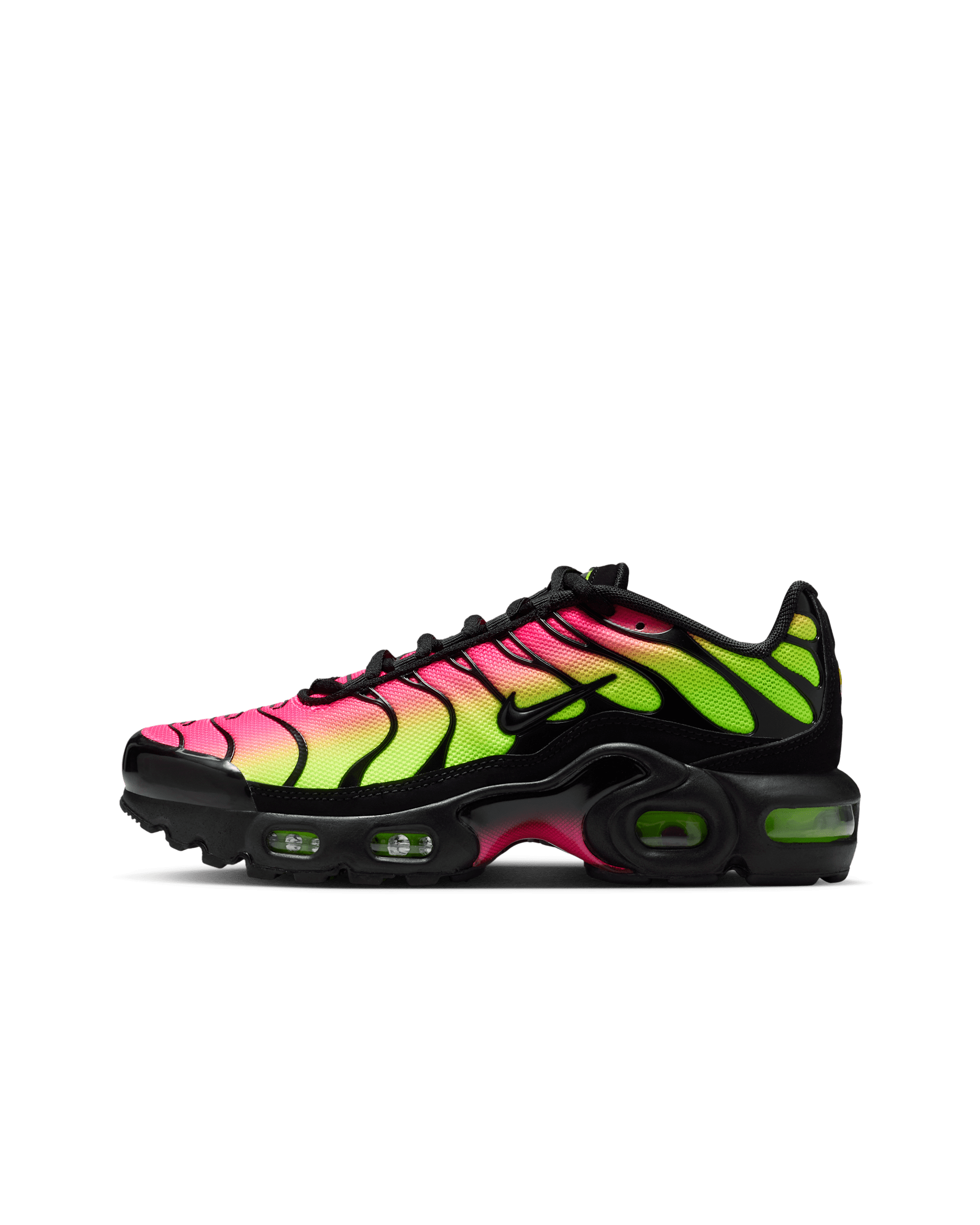 Tenis para niños grandes Nike Air Max Plus - Negro/Hiperrosa/Volt/Negro