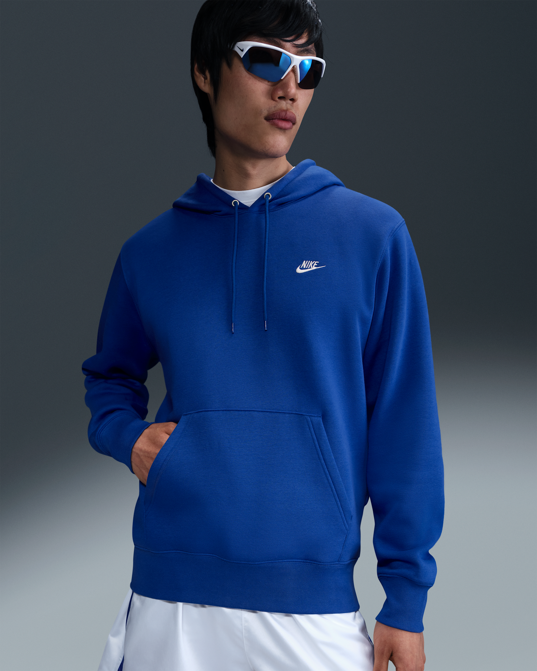 Nike Club Men's Pullover Fleece Hoodie - Game Royal/Game Royal/White