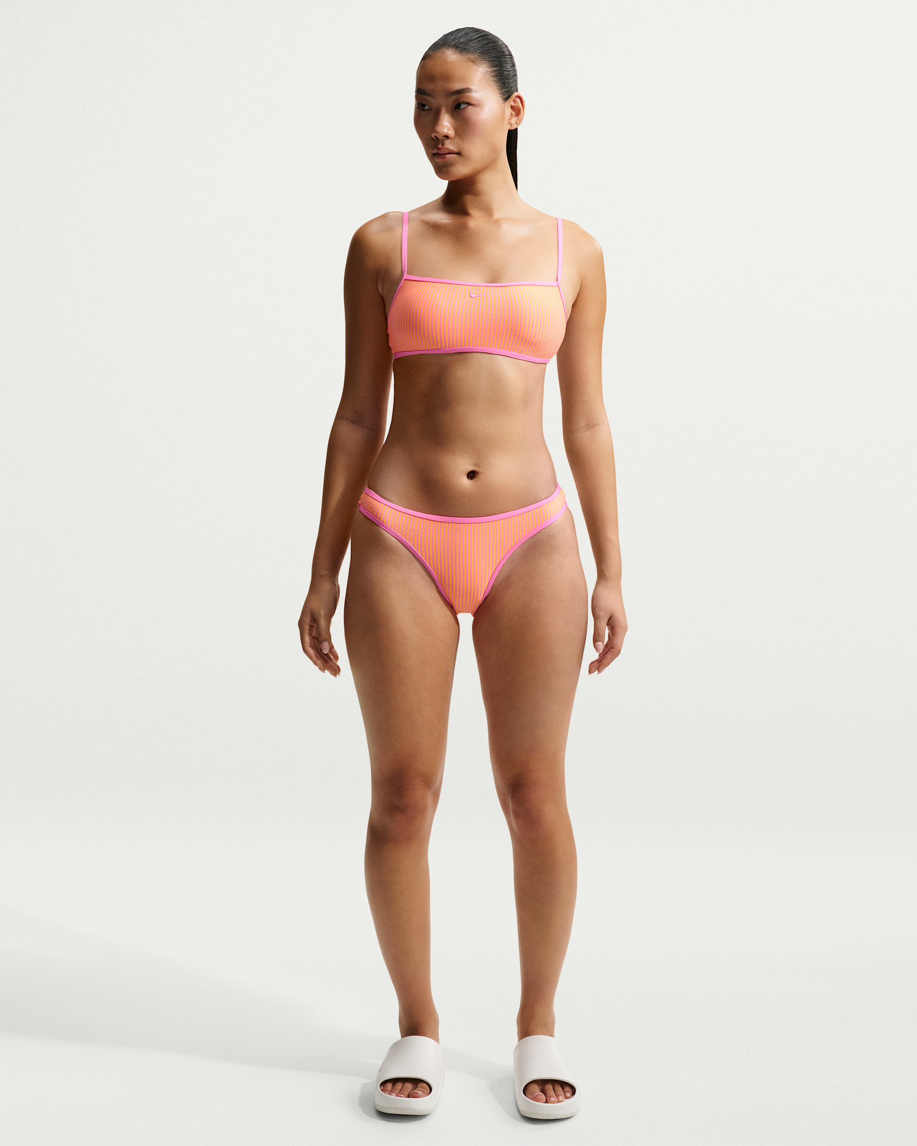Nike Swim Women's Ripple-Texture Hipster Bikini Bottoms - Pink Glow/Pink Glow