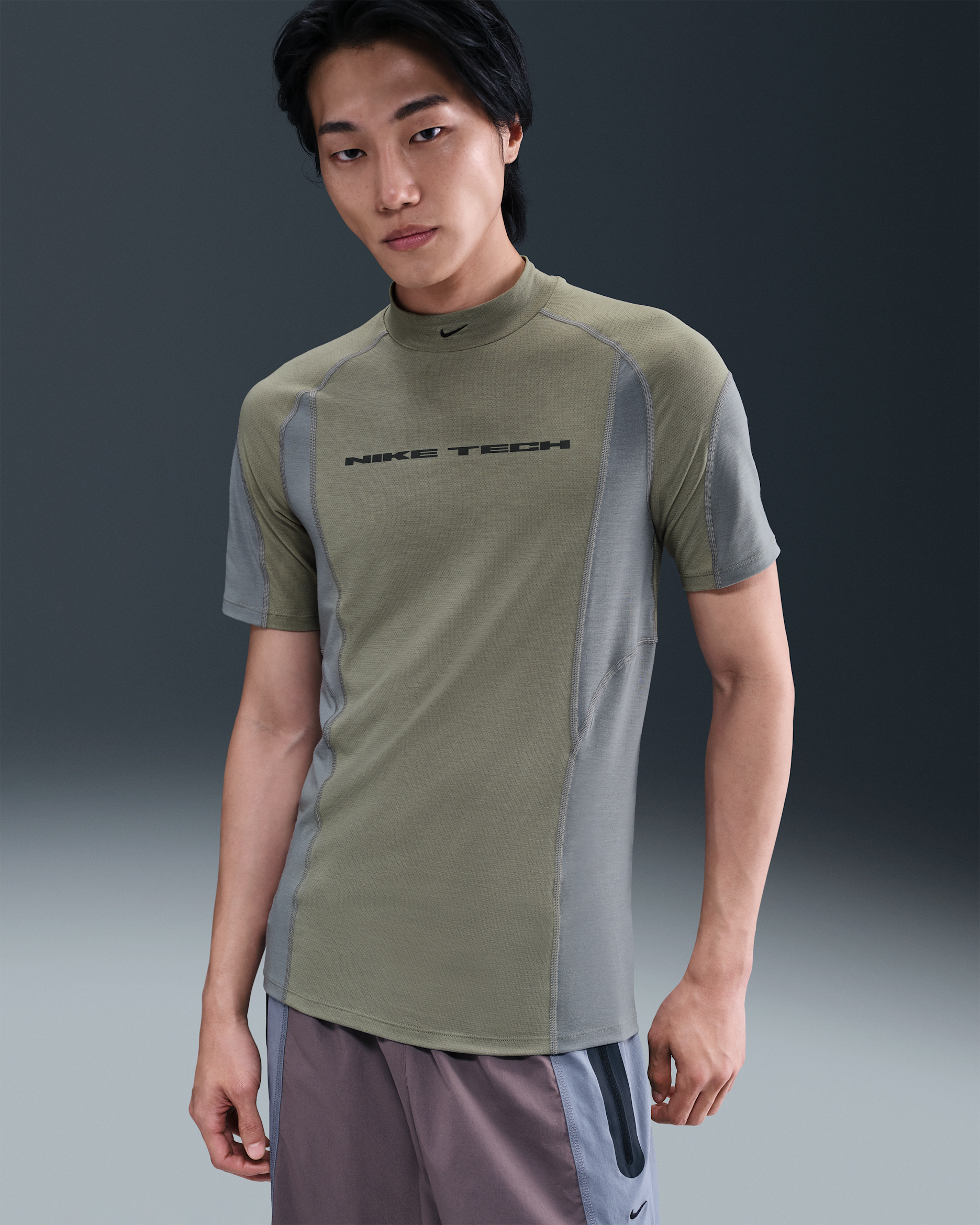 Nike Tech Men's Dri-FIT Short-Sleeve Base Layer - Light Army/Cool Grey/Cool Grey/Black