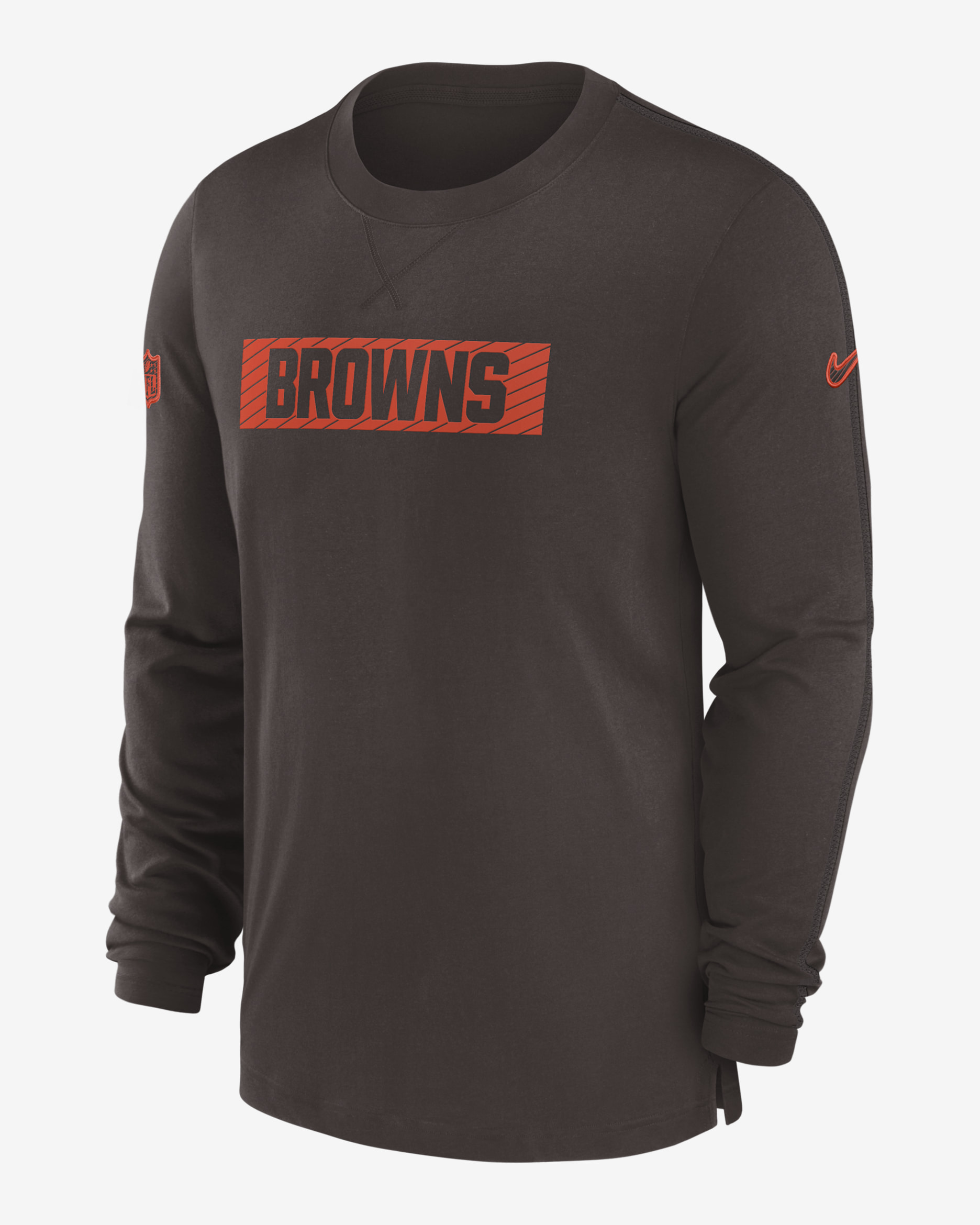 Cleveland Browns Sideline Player Team Issue Men’s Nike Dri-FIT Long-Sleeve Top - Brown