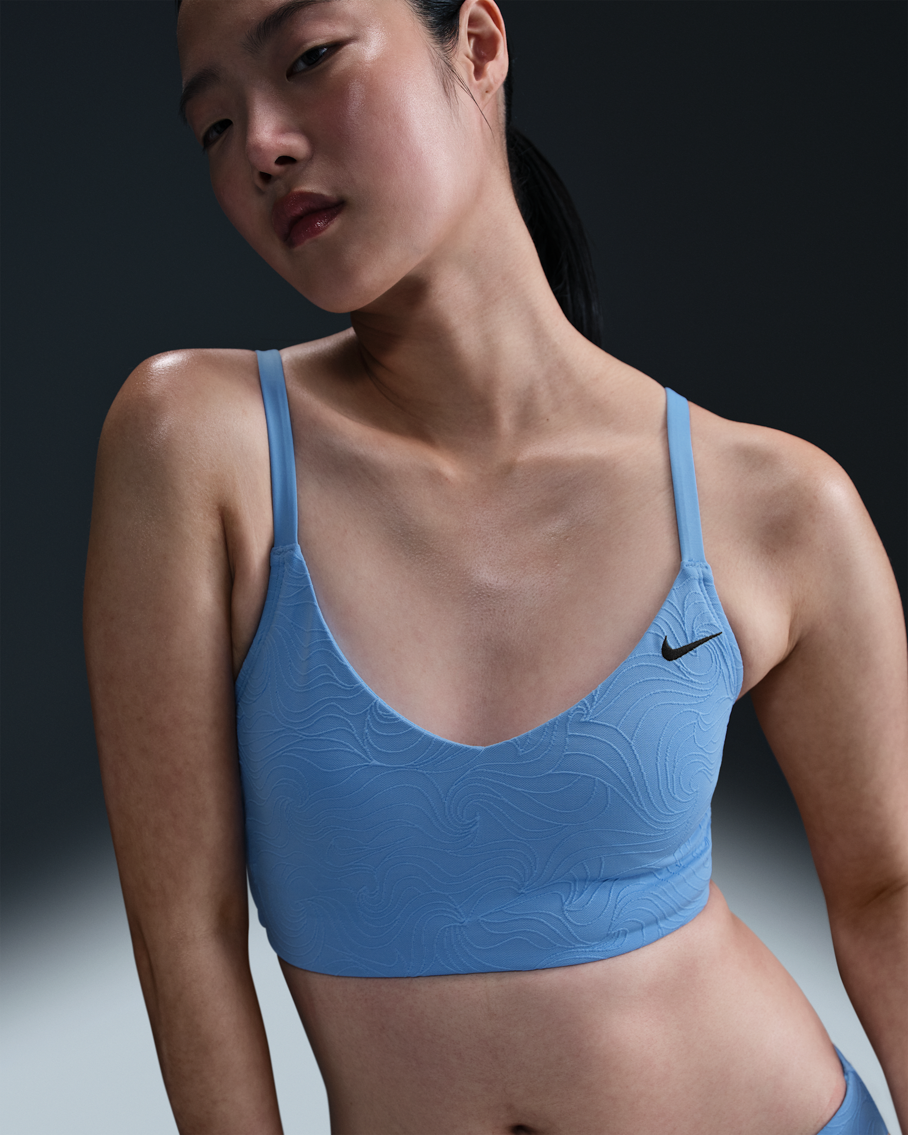 Nike Swim Water Texture Women's V-Neck Midkini - University Blue
