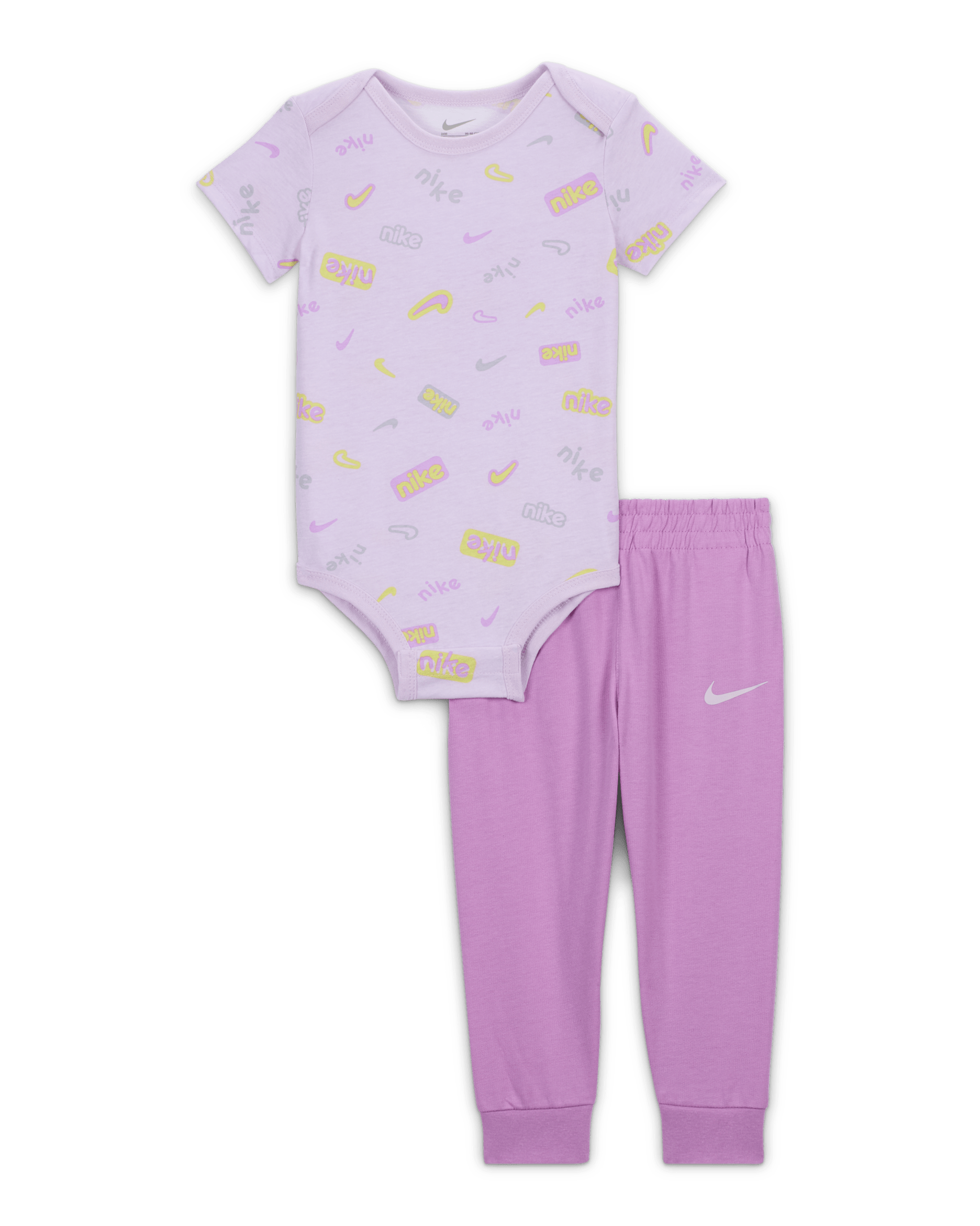 Nike E1D1 Baby Short Sleeve Bodysuit and Pants Set - Rush Fuchsia