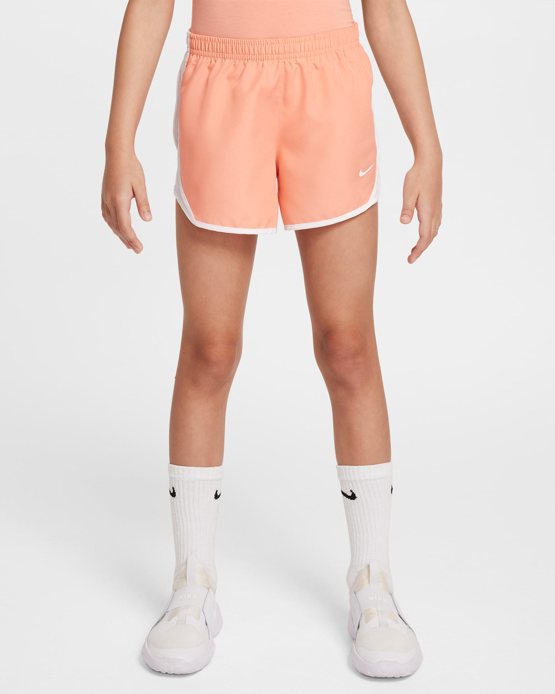 Shorts de correr Dri-FIT para niña talla grande Nike Tempo - Ágata melocotón/Blanco/Blanco/Blanco