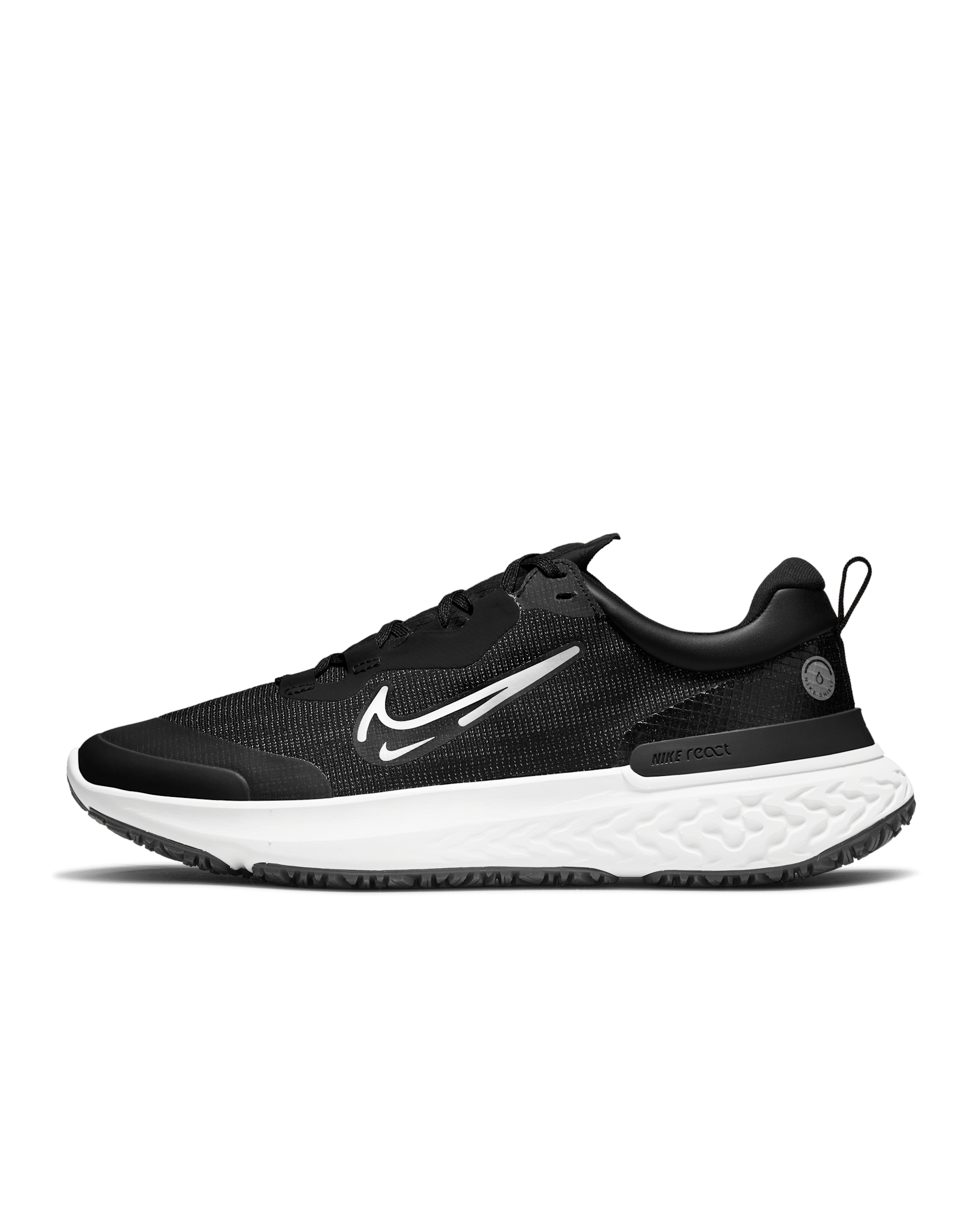 Nike React Miler 2 Shield wetterfester Straßenlaufschuh für Herren - Schwarz/Off Noir/Light Smoke Grey/Platinum Tint