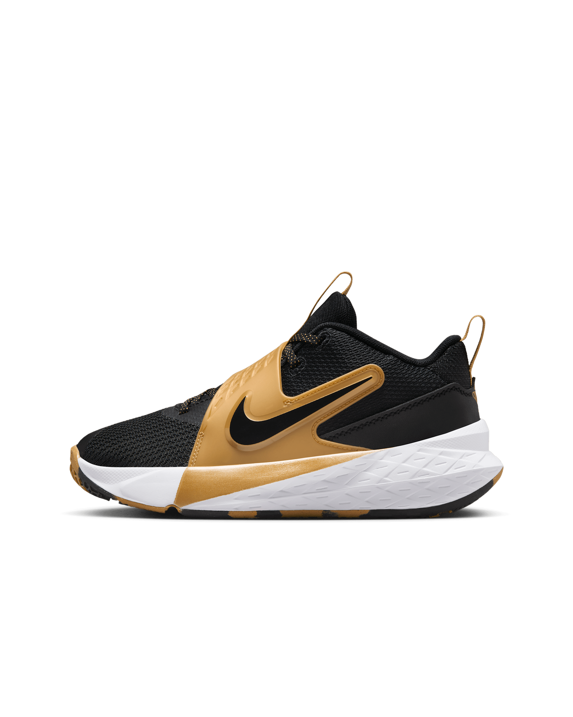 Nike Team Hustle D 12 Older Kids' Basketball Shoes - Black/Metallic Gold/White/Black