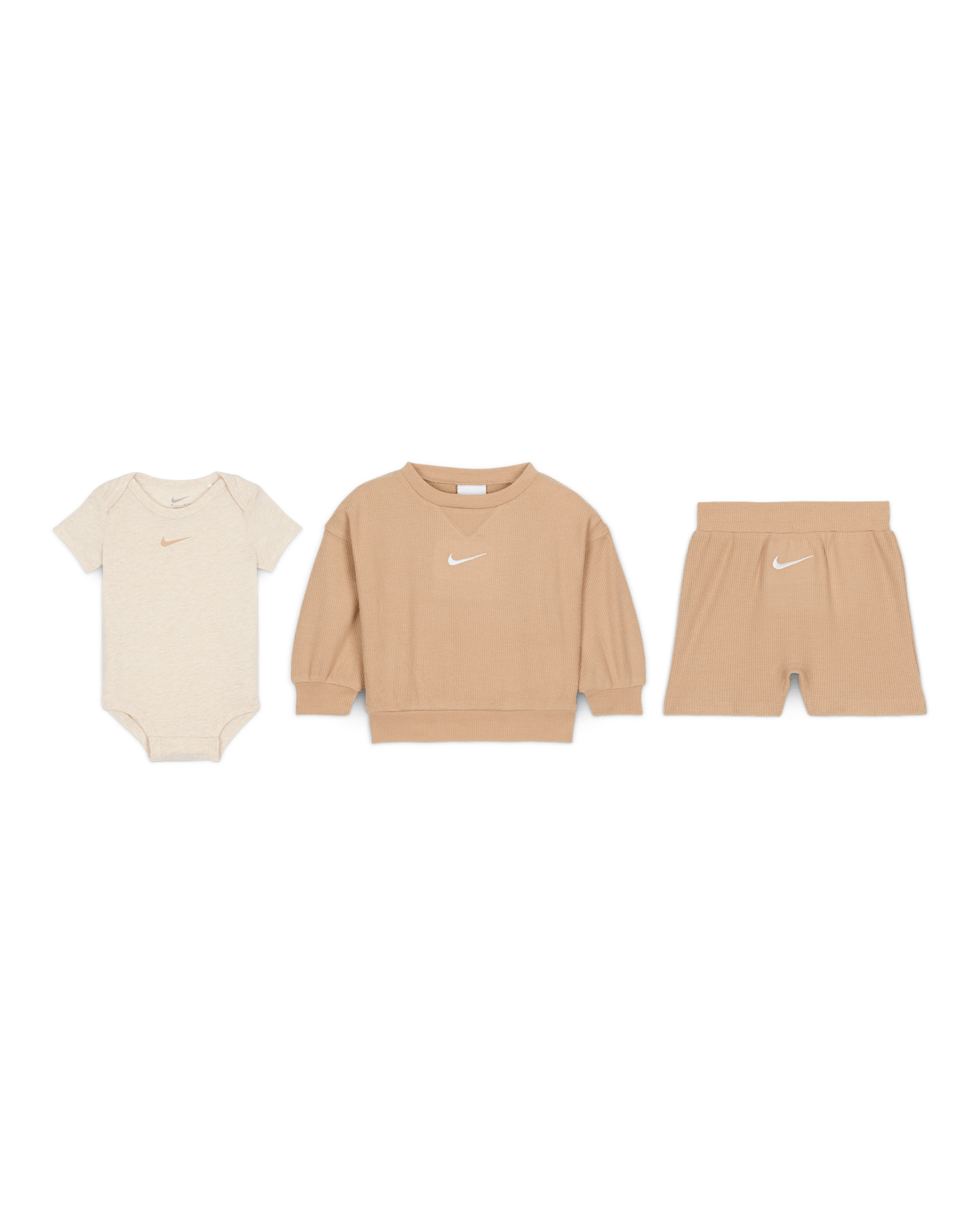 Nike Essentials Baby (0-9M) Crew and Shorts Set - Hemp