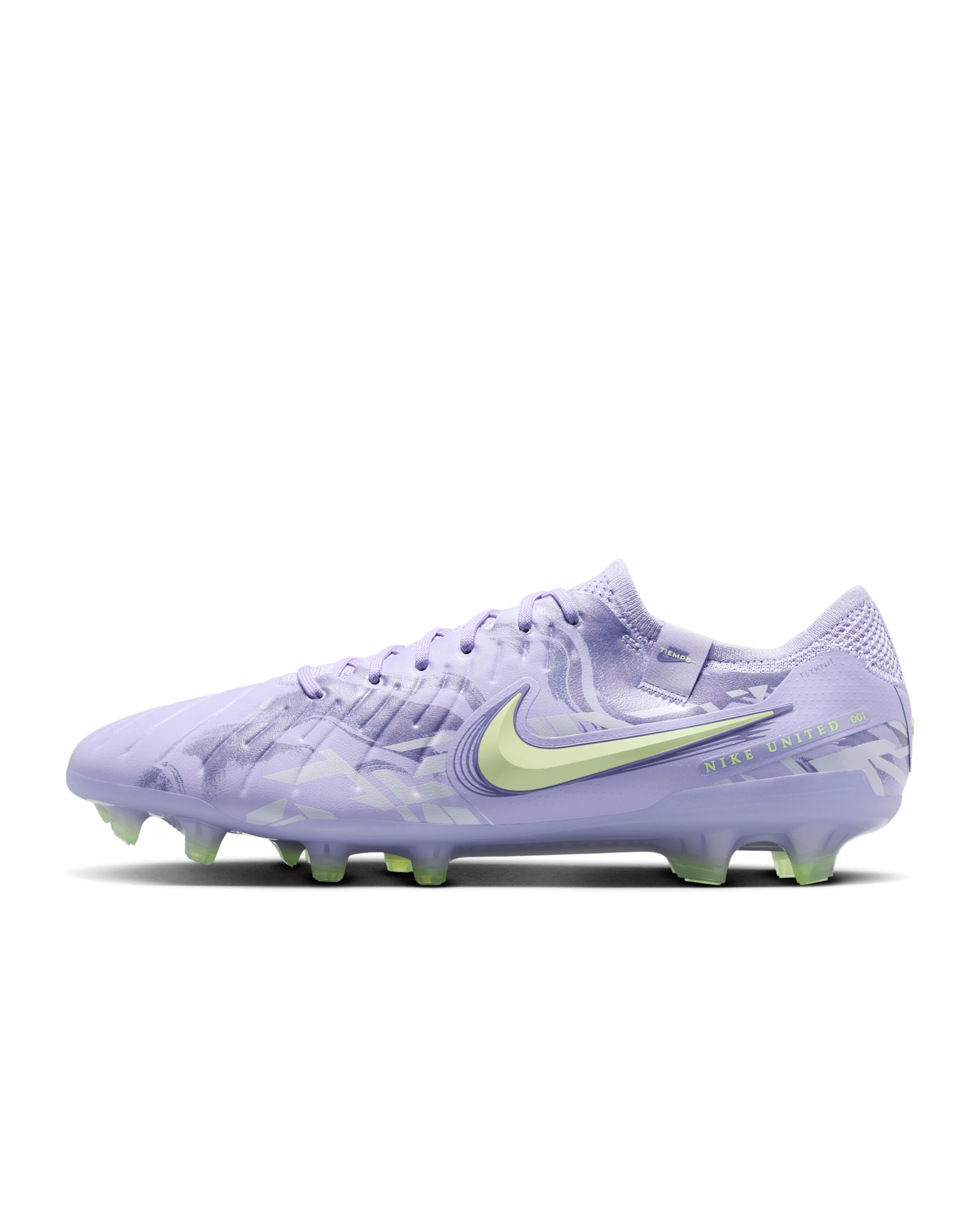 Nike United Tiempo Legend 10 Elite Firm-Ground Low-Top Soccer Cleats - Purple Agate/Barely Volt