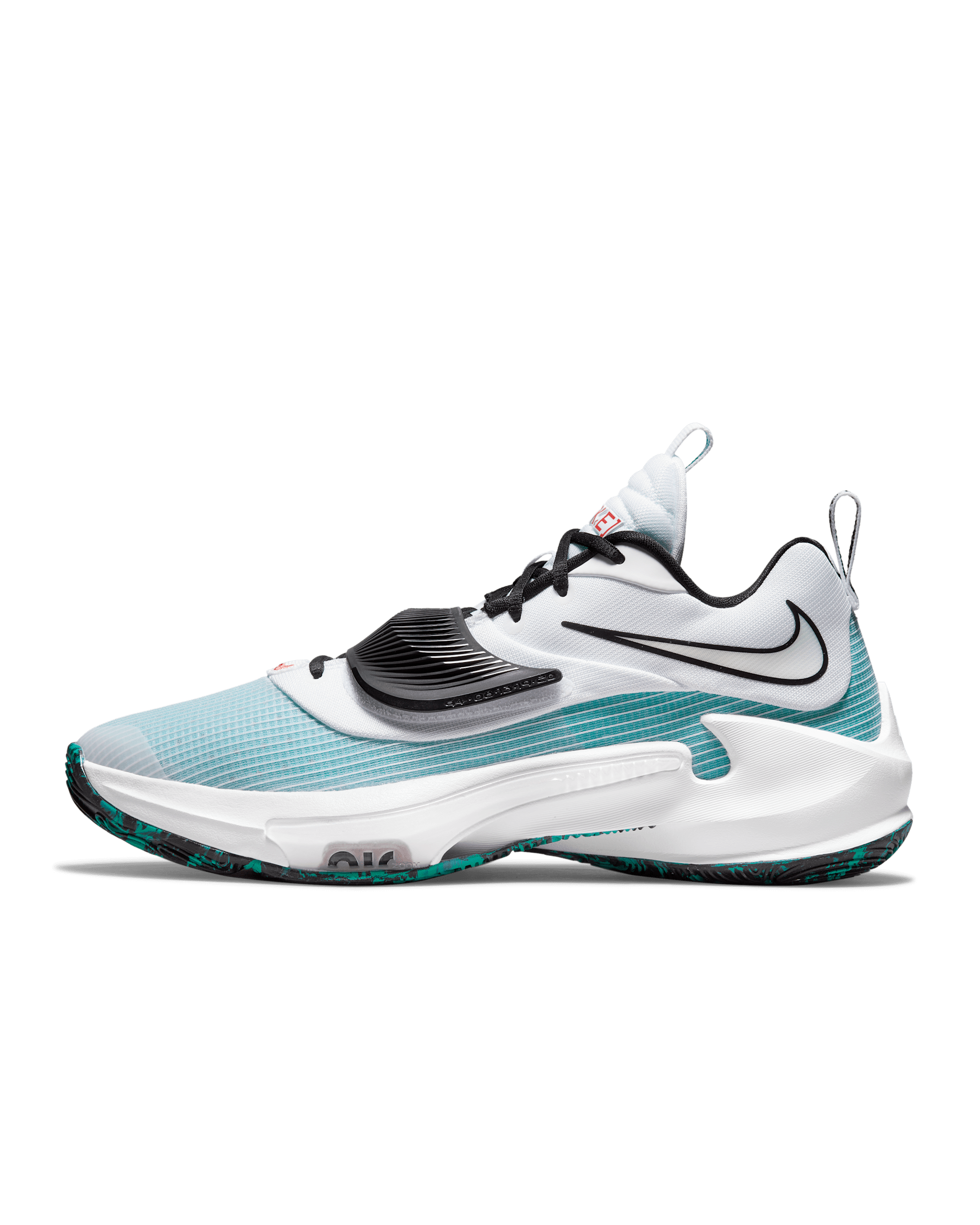 Freak 3 Basketball Shoes - White/Clear Emerald/Total Orange/Black