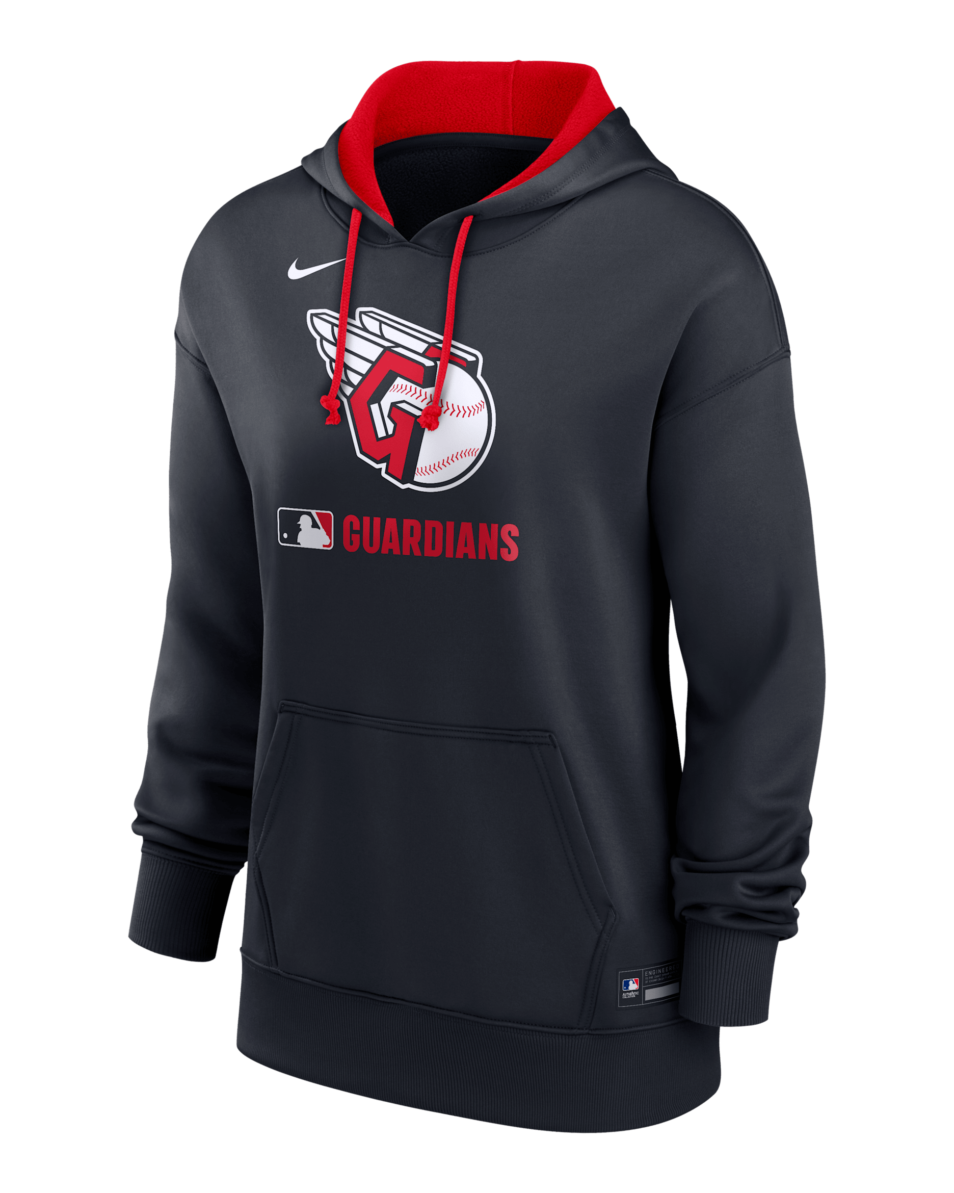 Sudadera con gorro sin cierre Nike Therma de la MLB para mujer Cleveland Guardians Authentic Collection - Azul marino