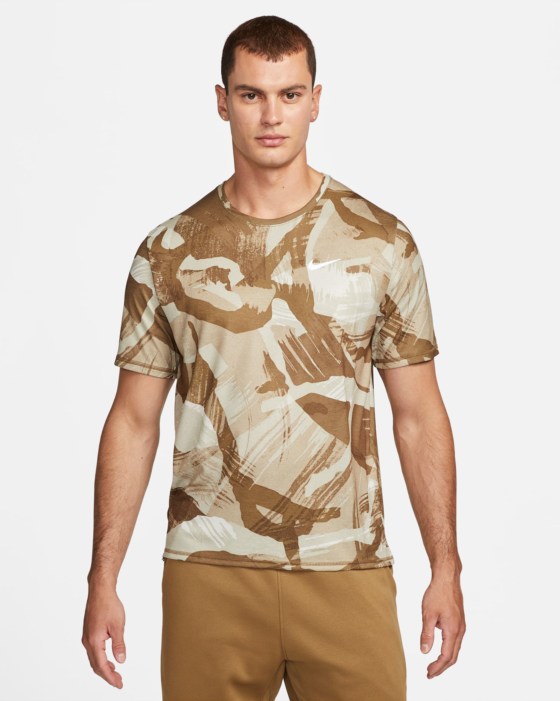 Nike Dri-FIT Miler Men's Short-Sleeve Camo Running Top - Hazel Rush