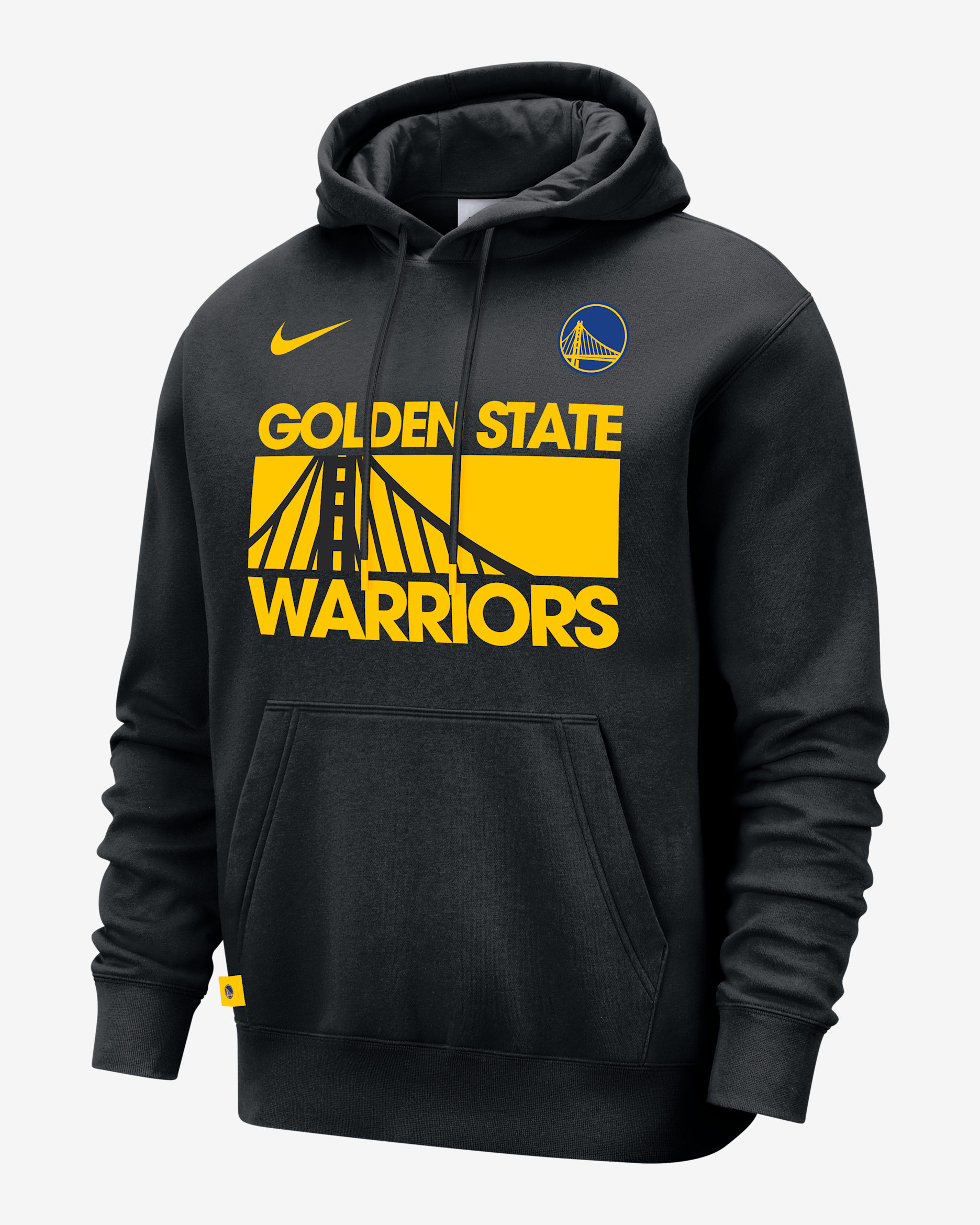Golden State Warriors Club Courtside Men's Nike NBA Pullover Hoodie - Black/Amarillo