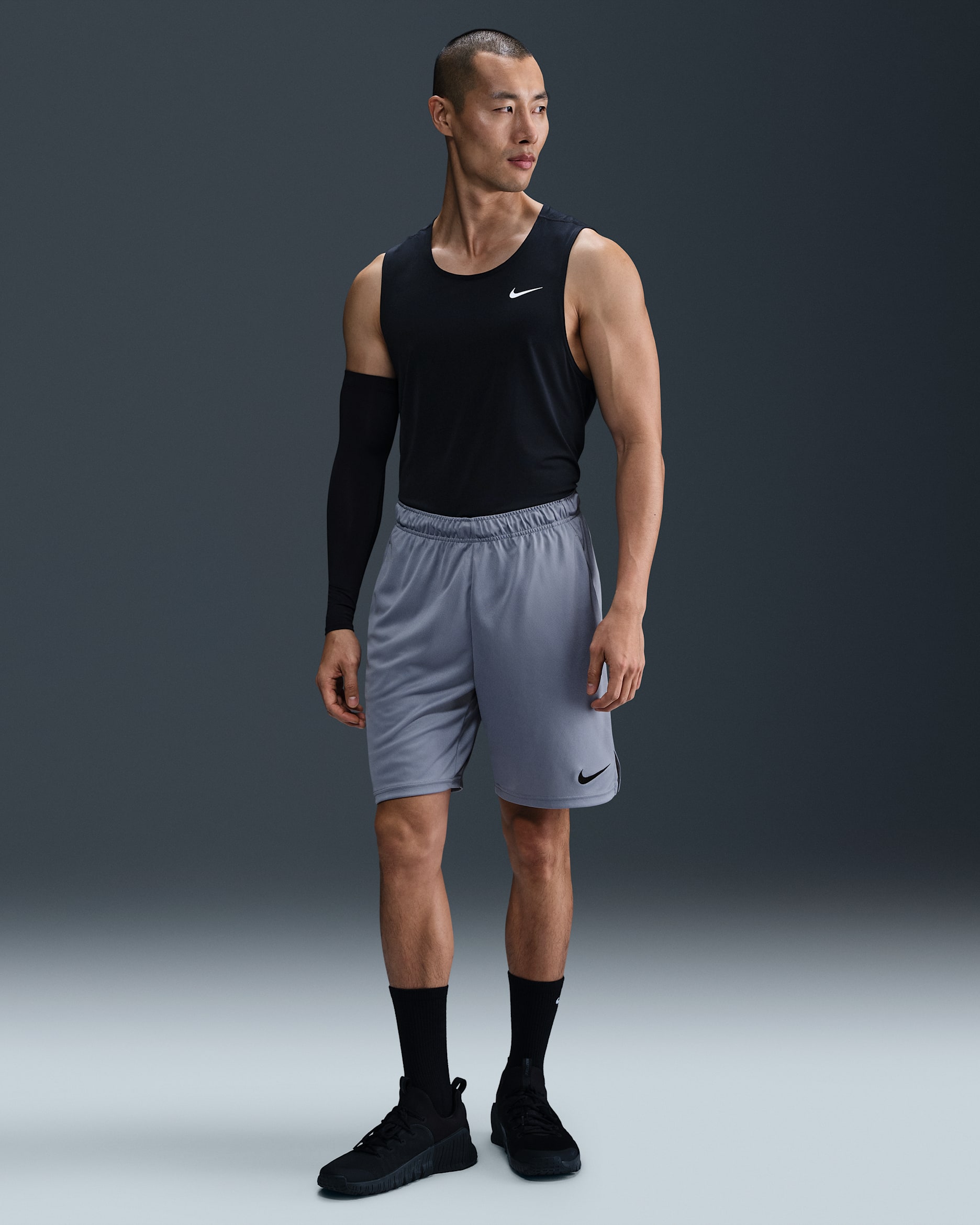 Nike Dri-FIT Men's Knit Training Shorts - Ashen Slate/Black
