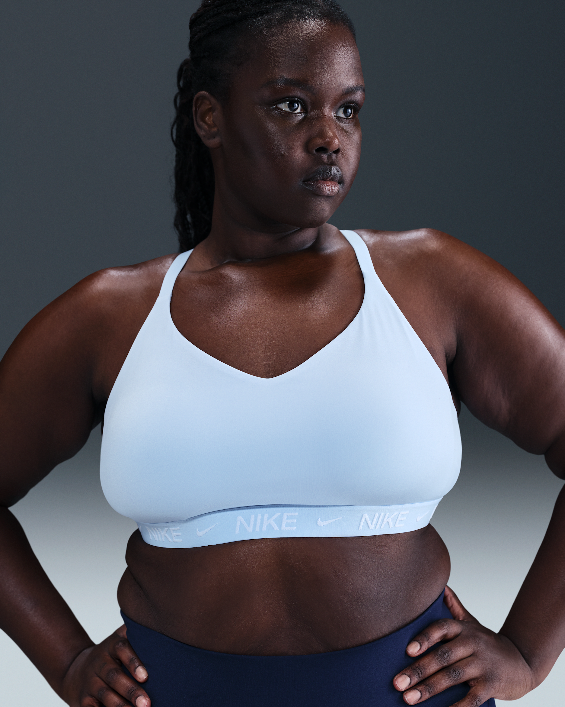 Nike Indy Light Support Women's Padded Adjustable Sports Bra (Plus Size) - Celestine Blue