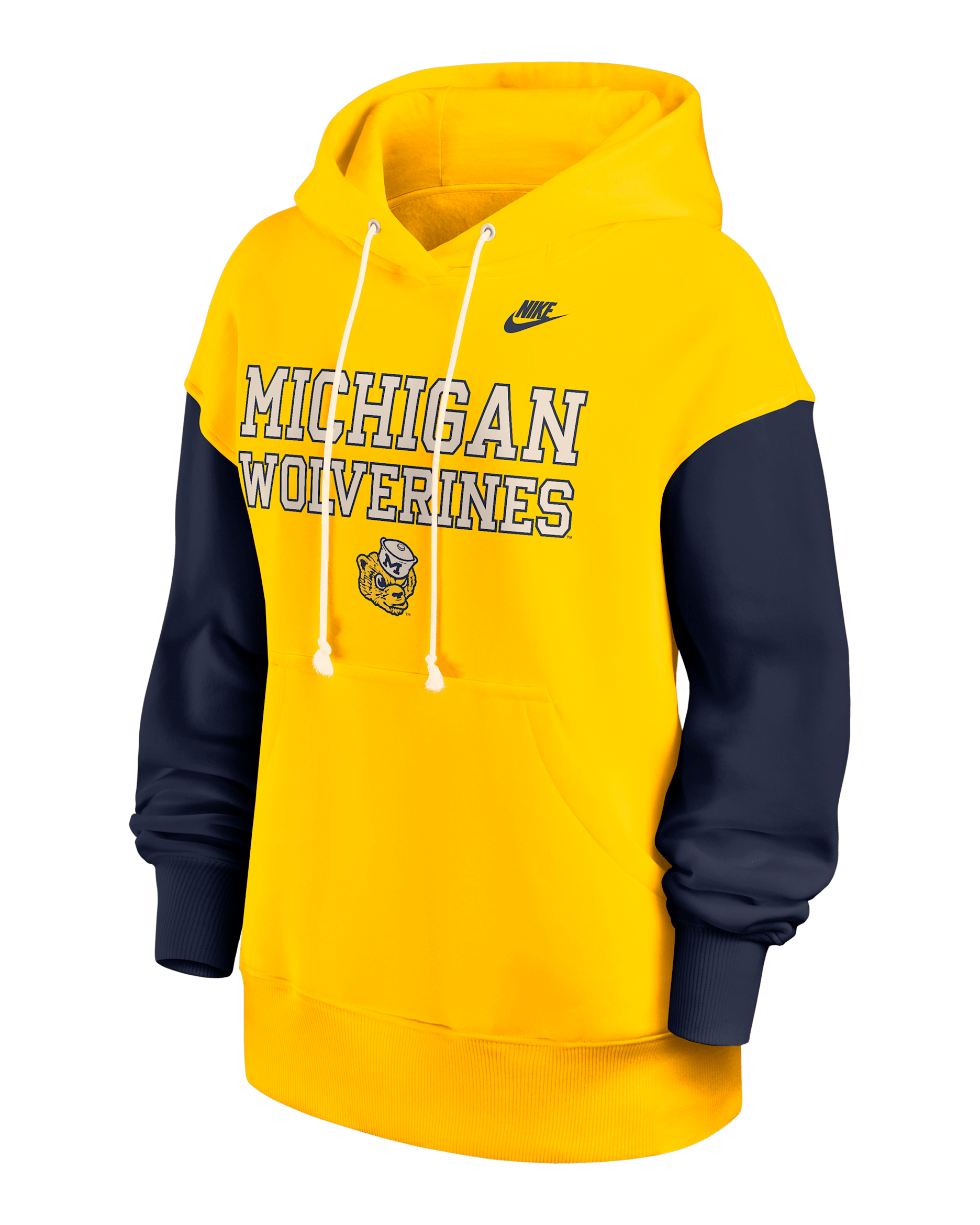 Sudadera con gorro sin cierre universitaria Nike para mujer Michigan Legacy Phoenix - Amarillo maíz