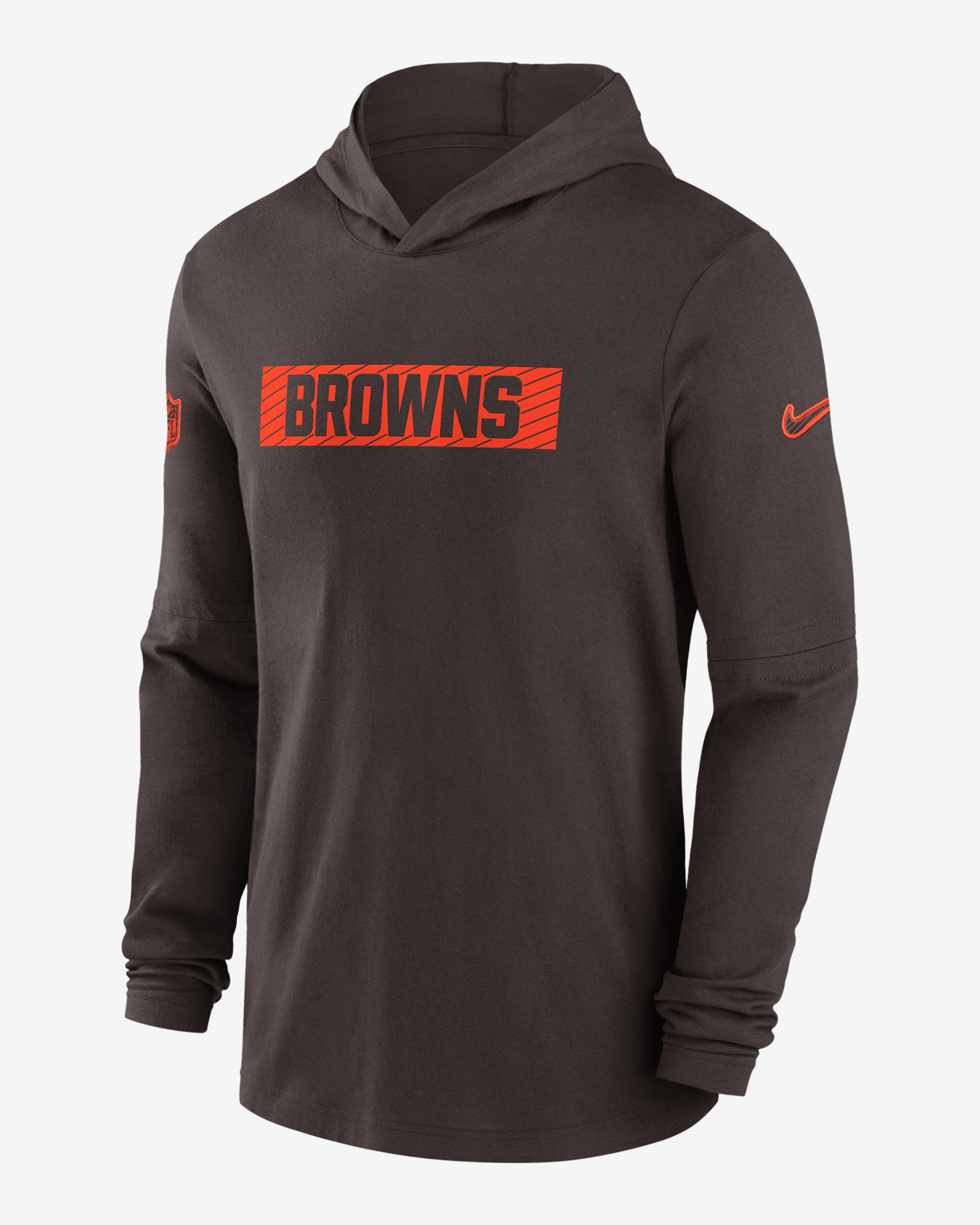 Cleveland Browns Sideline Men's Nike Dri-FIT NFL Long-Sleeve Hooded Top - Brown