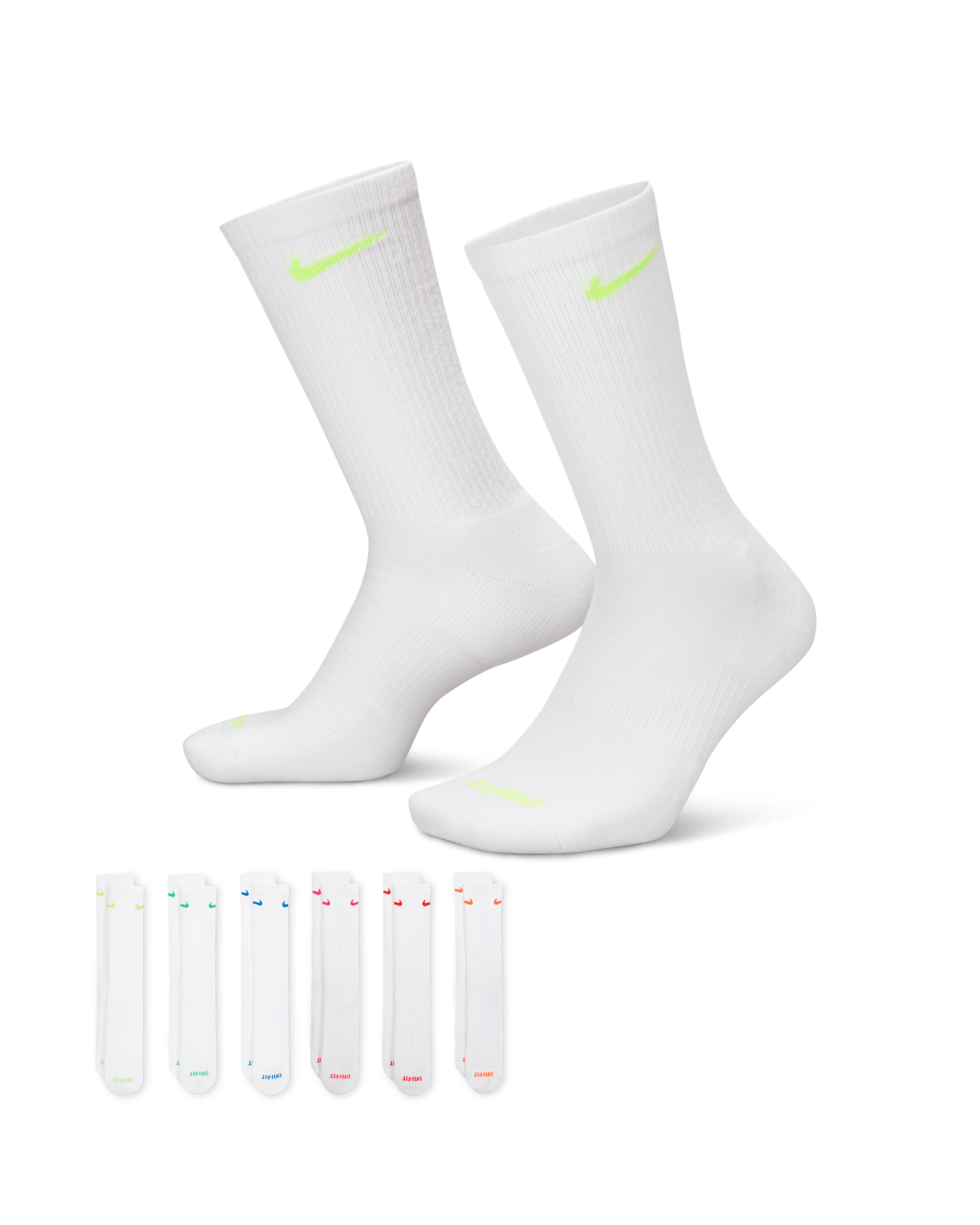 Nike Everyday Plus Cushioned Training Crew Socks (6 Pairs) - Multi-Color
