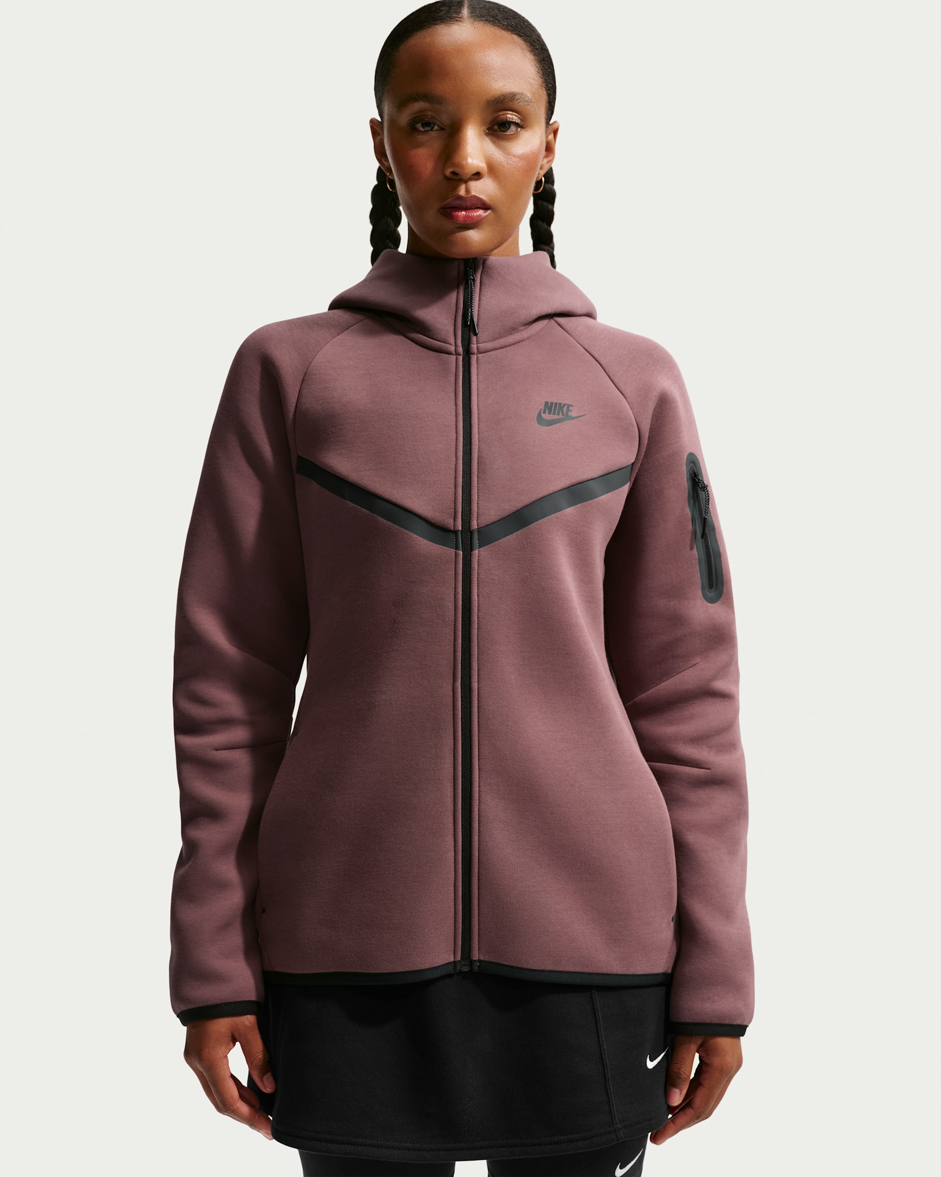 Sweat à capuche à zip Nike Sportswear Tech Fleece Windrunner pour femme - Tattoo/Noir