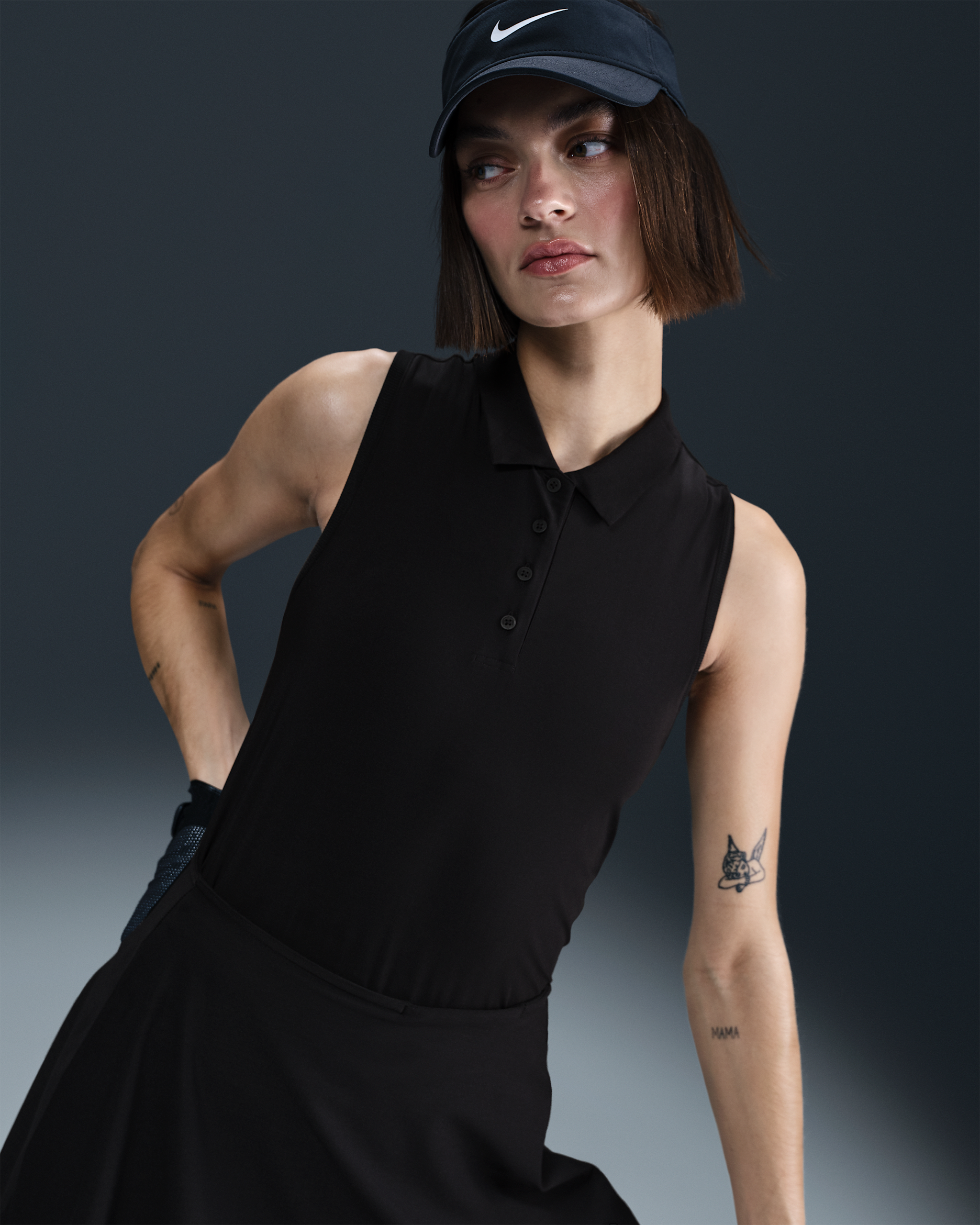 나이키 빅토리 여성 드라이 핏 민소매 폴로 - 블랙/화이트