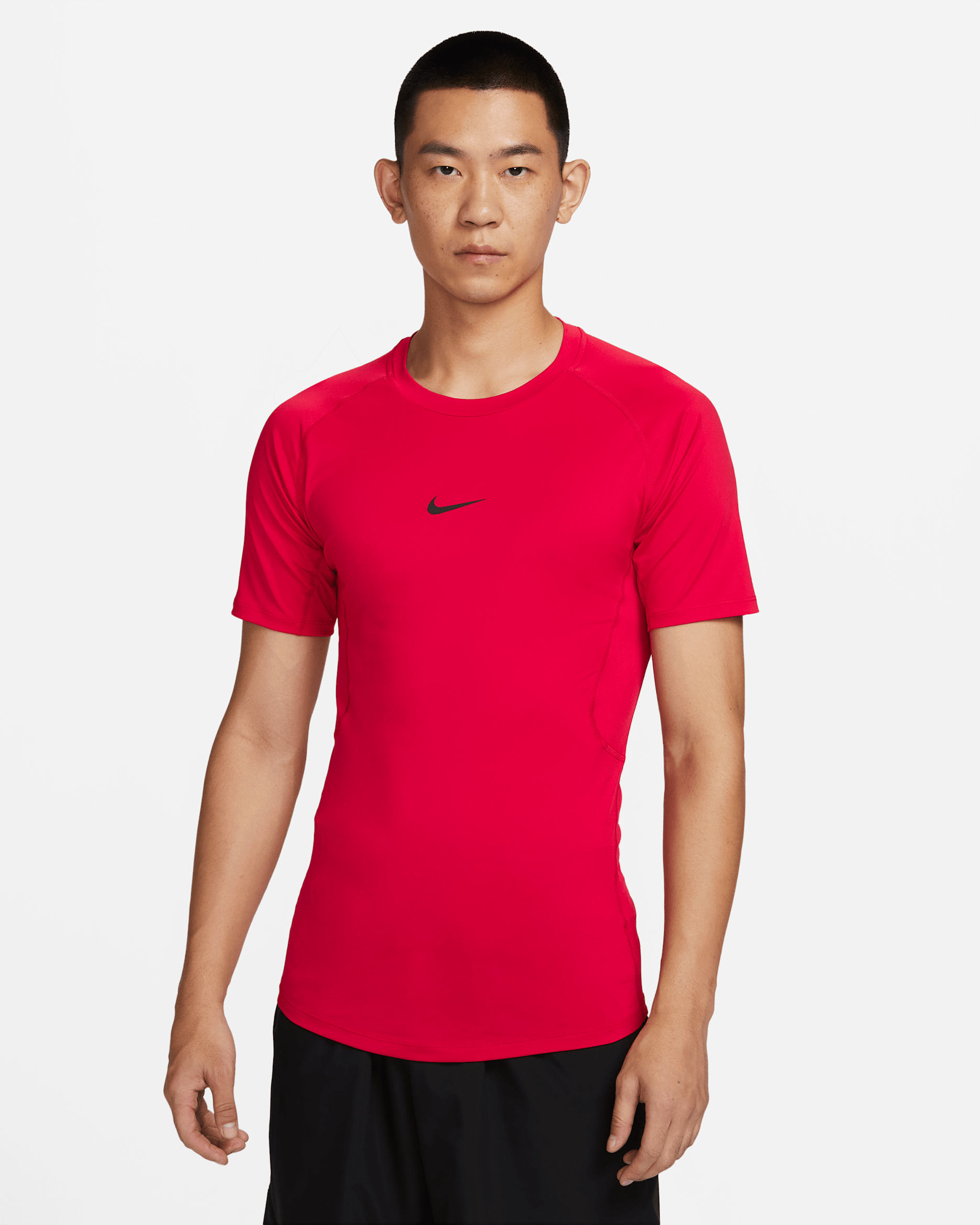 Nike Pro Men's Dri-FIT Tight Short-Sleeve Fitness Top - University Red/Black