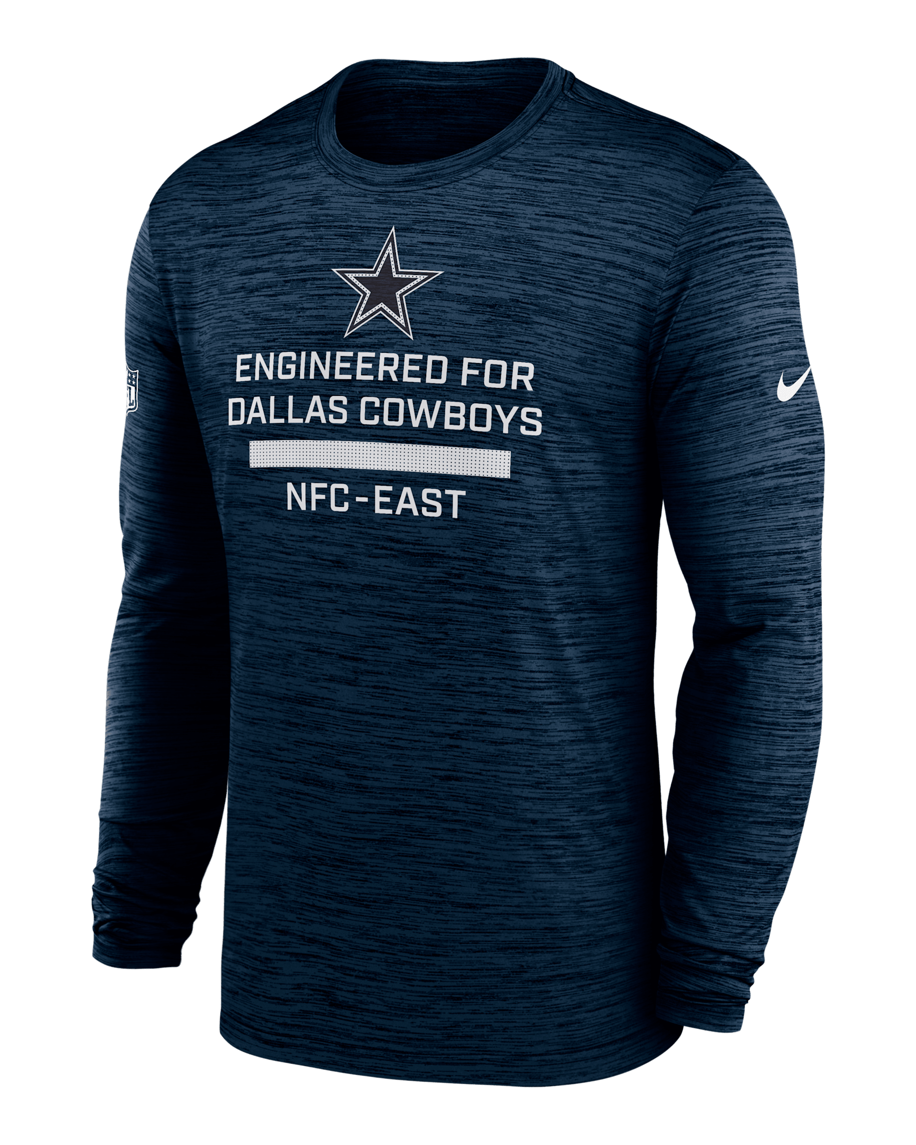 Playera de manga larga Nike Dri-FIT para hombre de la NFL de los Dallas Cowboys Sideline Team Issue Velocity - Azul marino