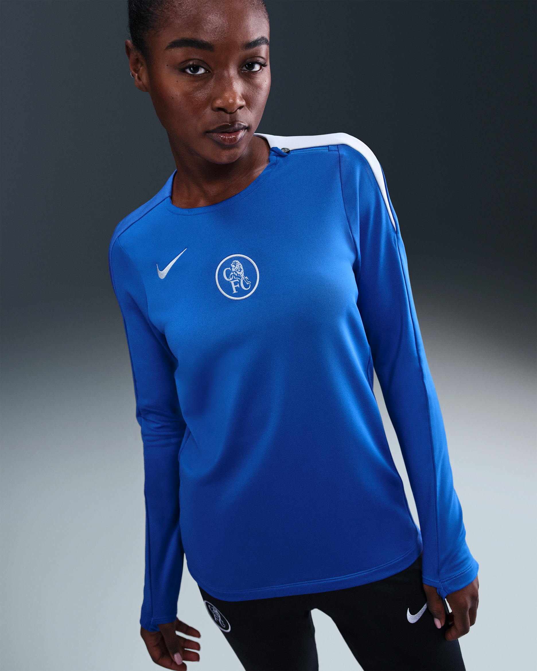 Chelsea F.C. Strike Third Women's Nike Dri-FIT Total 90 Football Knit Crew-Neck Top - Game Royal/Field Silver/Field Silver