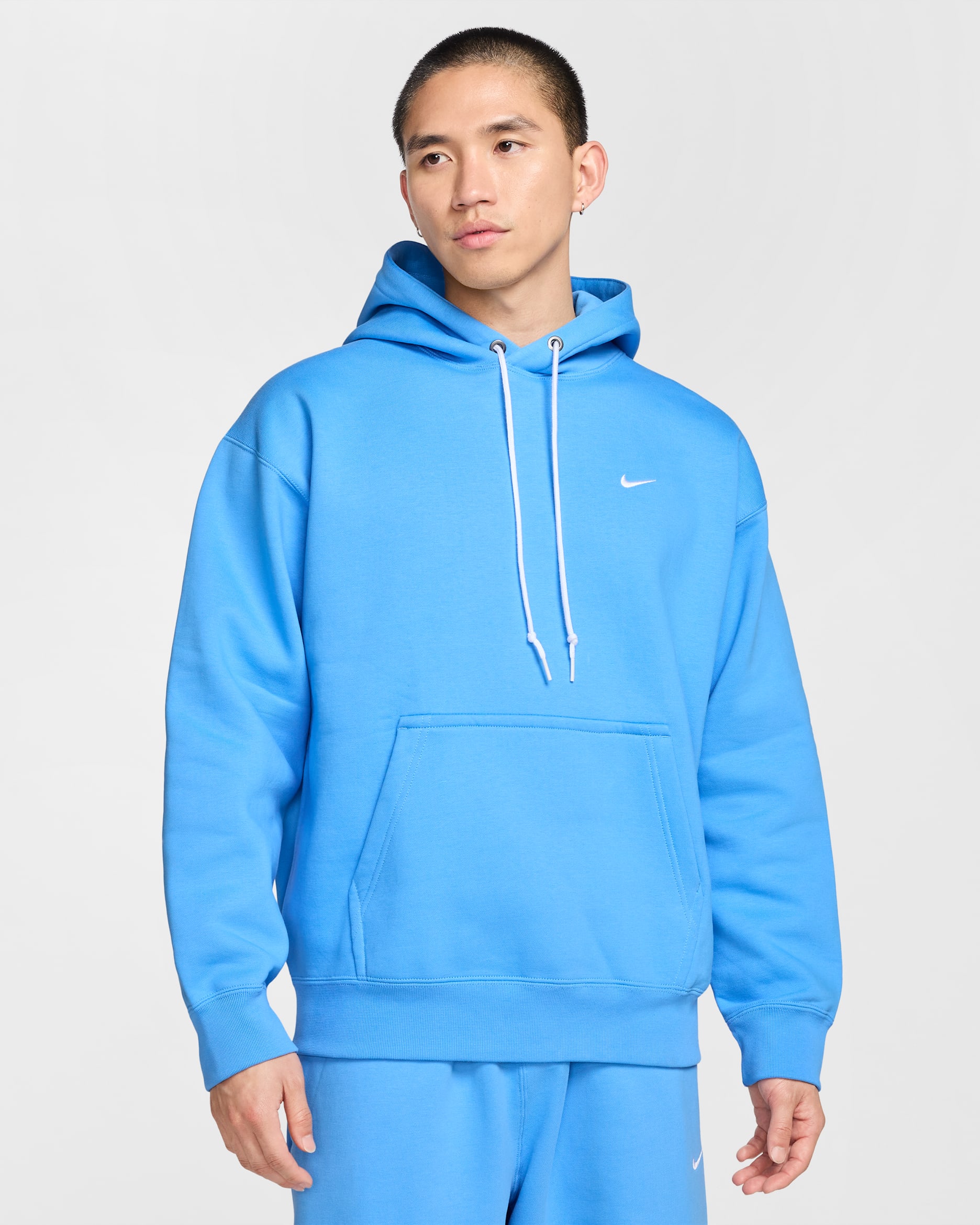 Nike Solo Swoosh Men's Fleece Pullover Hoodie - University Blue/White
