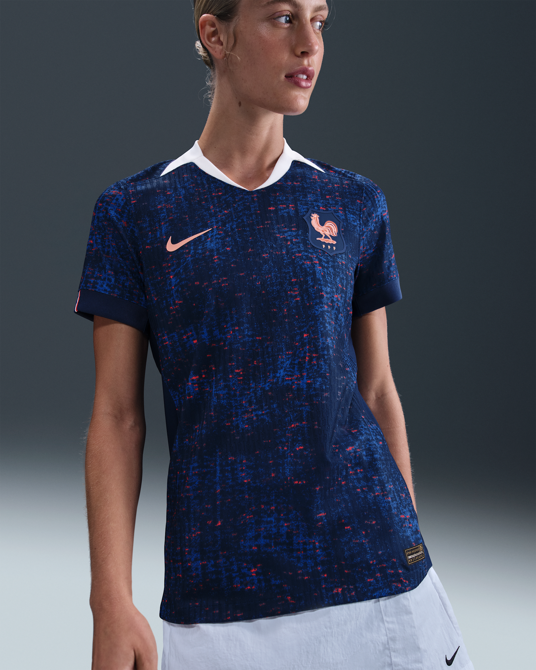 FFF 2025 Match Home (Women's Team) Women's Nike Dri-FIT ADV Football Authentic Shirt - Blue Void/Light Madder Root
