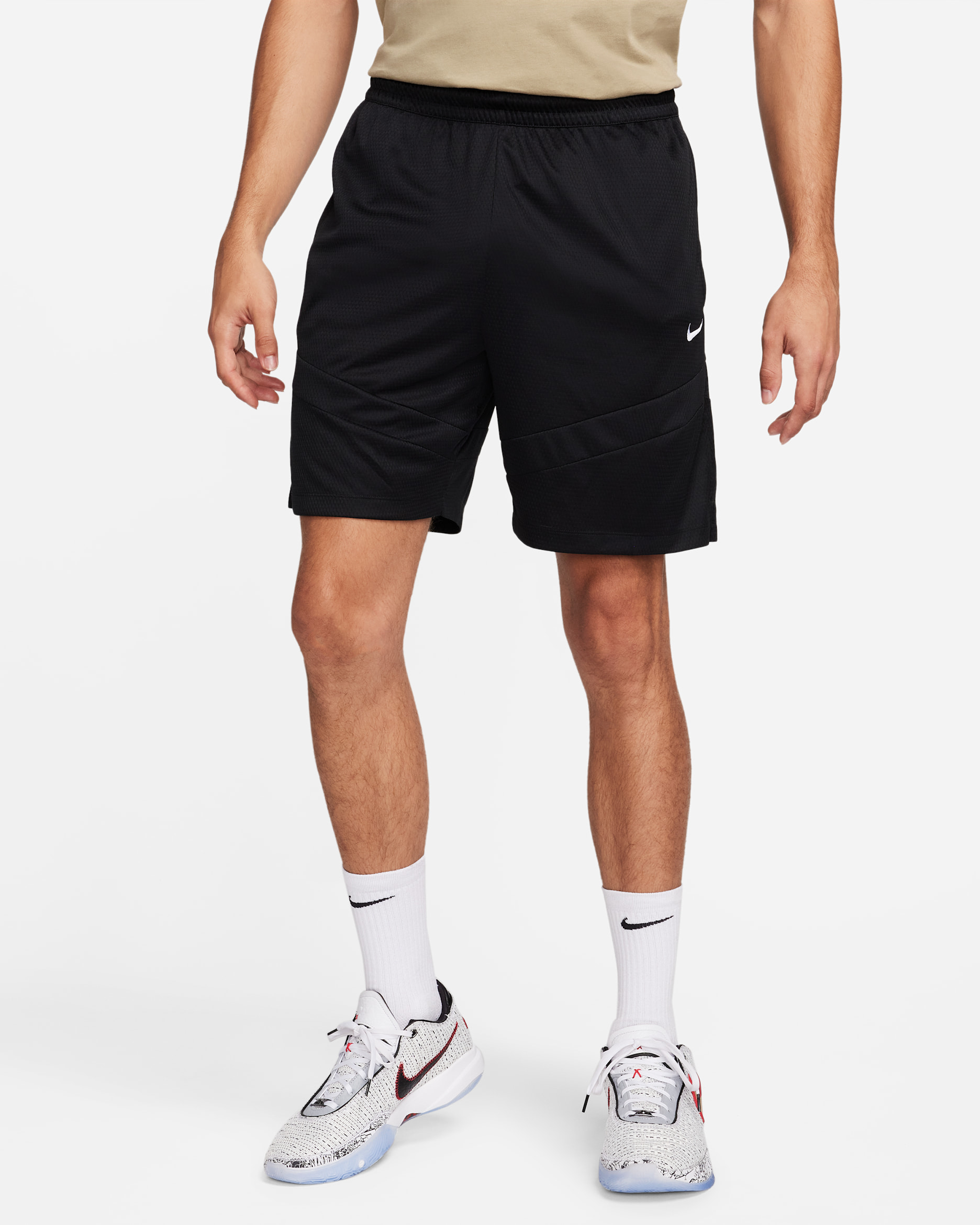 Nike Icon Dri-FIT 20 cm-es férfi kosárlabdás rövidnadrág - Fekete/Fekete/Fekete/Fehér