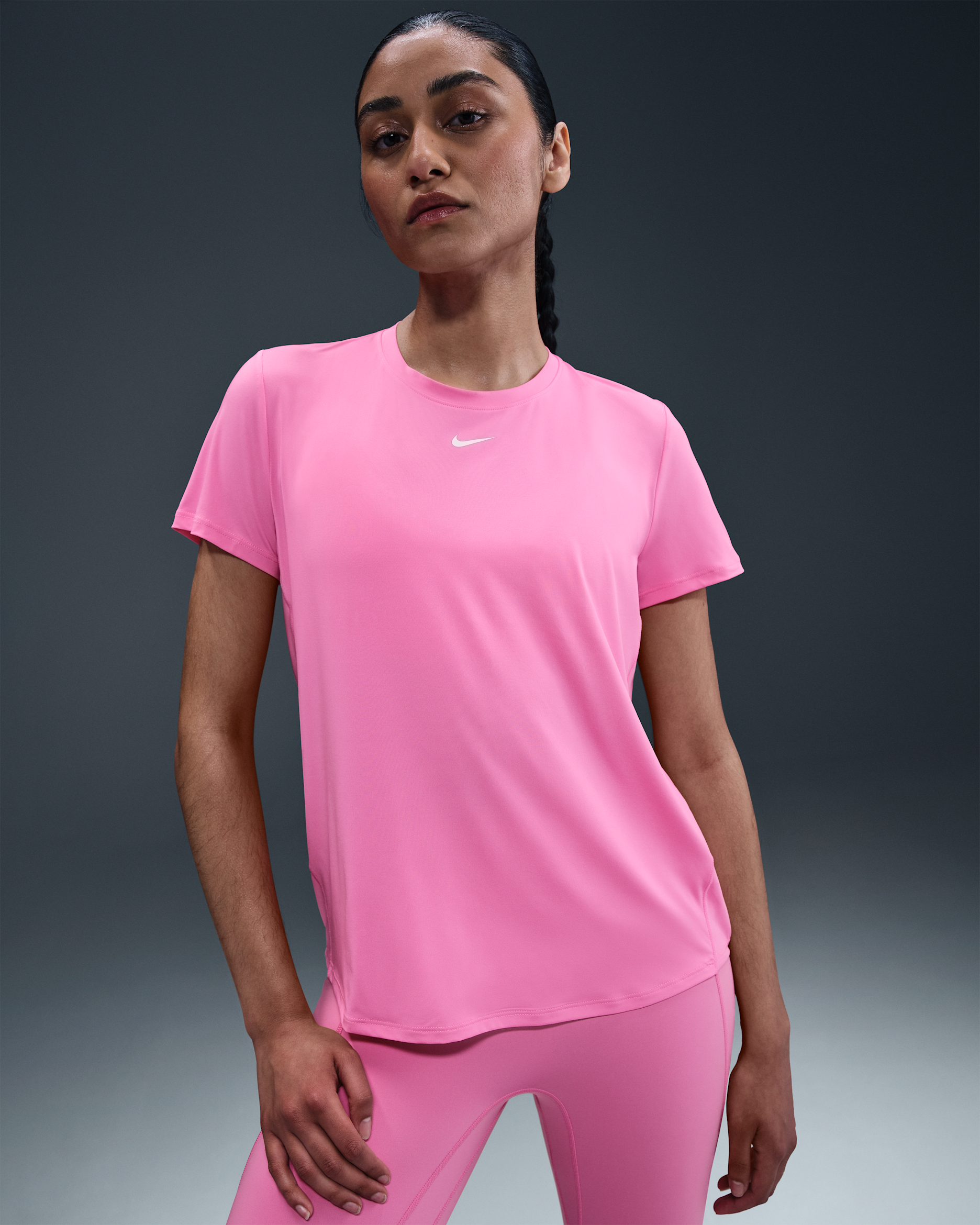 Nike One Classic Women's Dri-FIT Short-Sleeve Top - Playful Pink/White