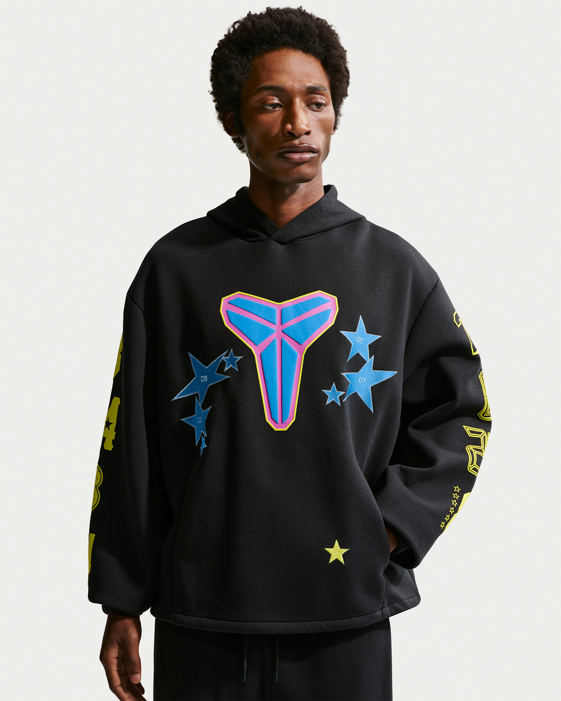 Sweat à capuche de basket en Fleece Kobe pour homme - Noir/Sonic Yellow/Light Photo Blue