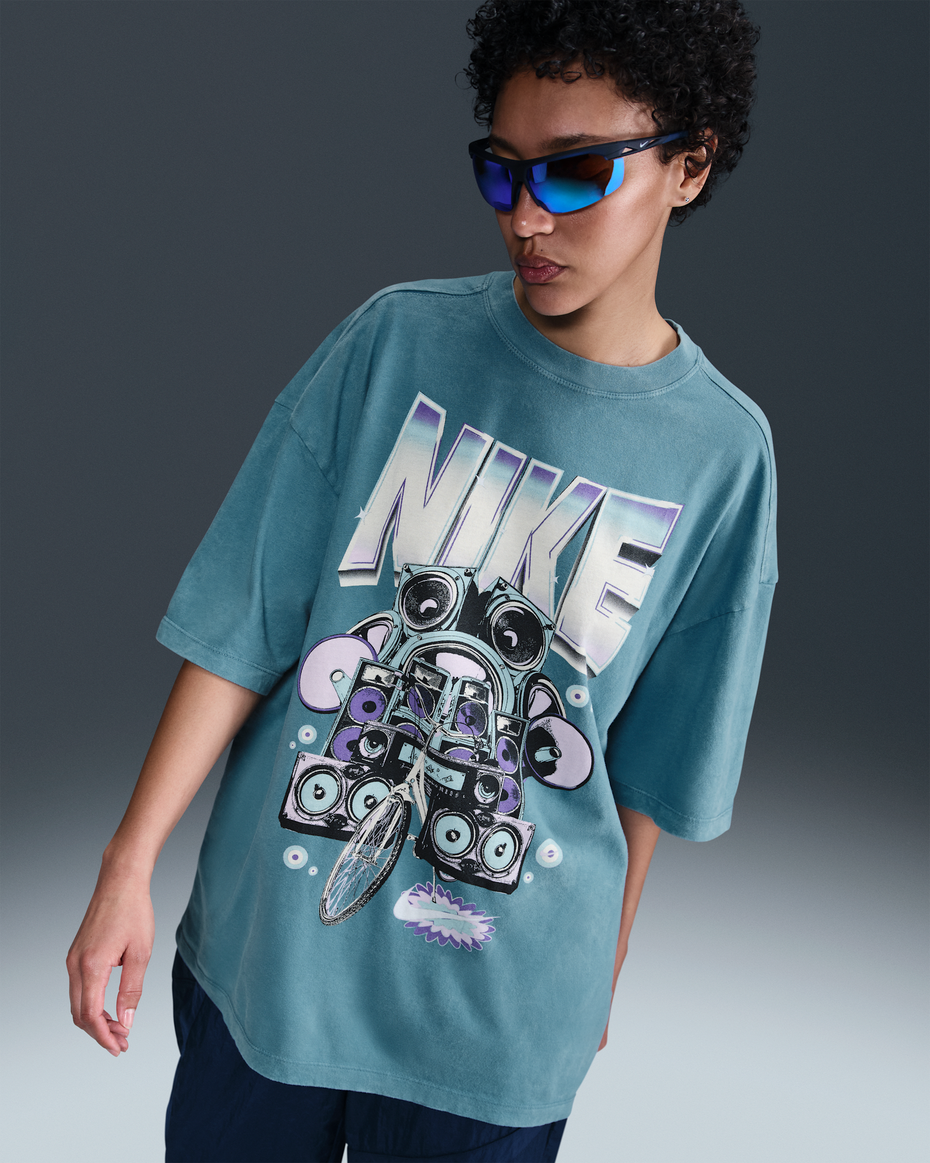 Nike Sportswear Women's Oversized Short-Sleeve T-Shirt - Smoky Blue