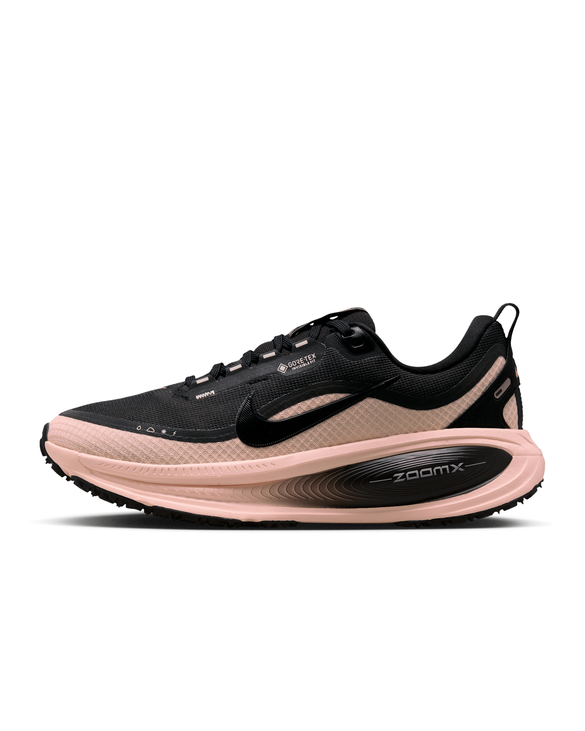 Scarpa impermeabile da running su strada con dettagli dal design rifrangente Nike Vomero 18 GORE-TEX – Donna - Nero/Crimson Tint/Nero/Nero