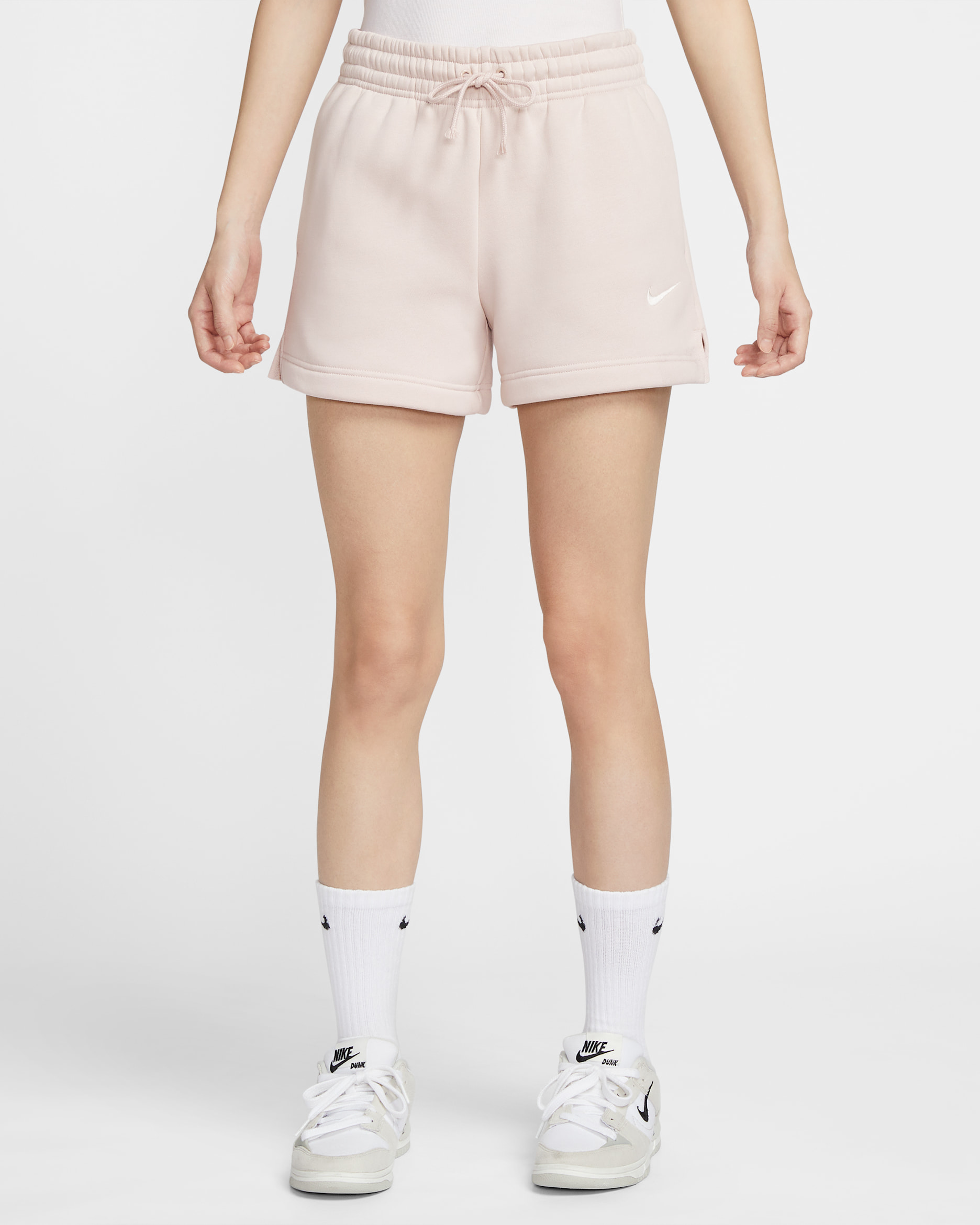 Nike Sportswear Phoenix Fleece 女款中腰 4" 短褲 - 暗粉紅/Sail