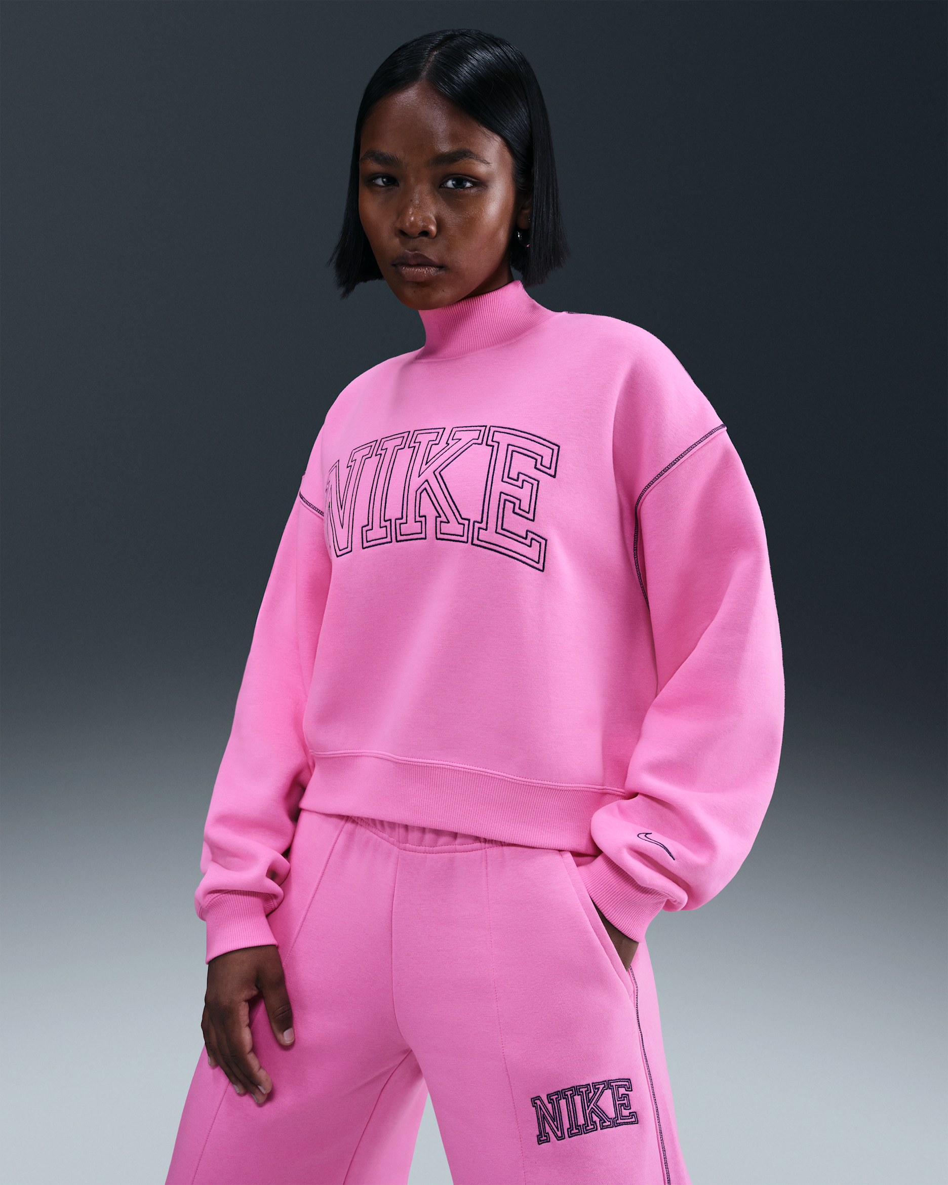 Nike Sportswear Phoenix Fleece Women's Mock-Neck Sweatshirt - Playful Pink