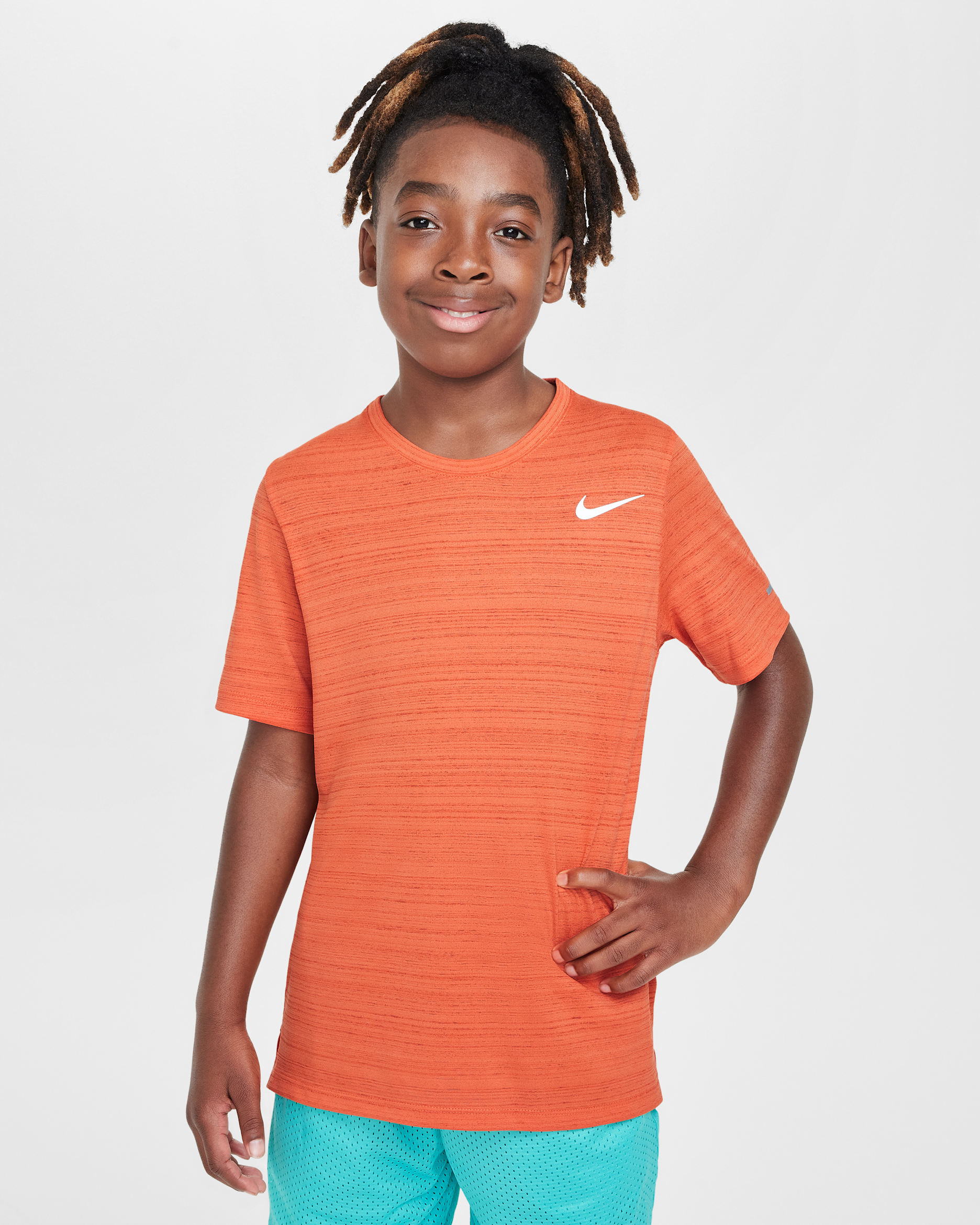Nike Dri-FIT Miler Older Kids' (Boys') Training Top - Vintage Coral/White