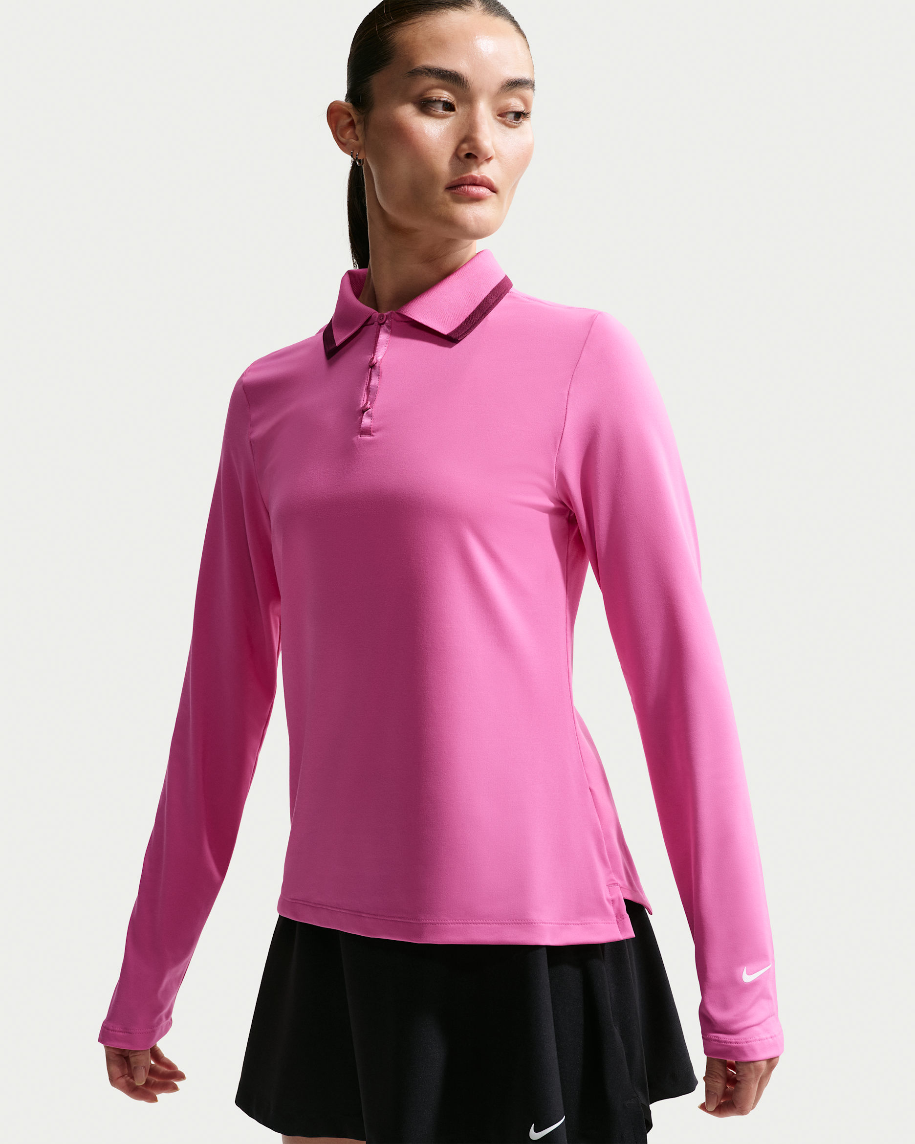Nike Tour Women's Dri-FIT UV Protection Long-Sleeve Golf Polo - Cosmic Fuchsia/White