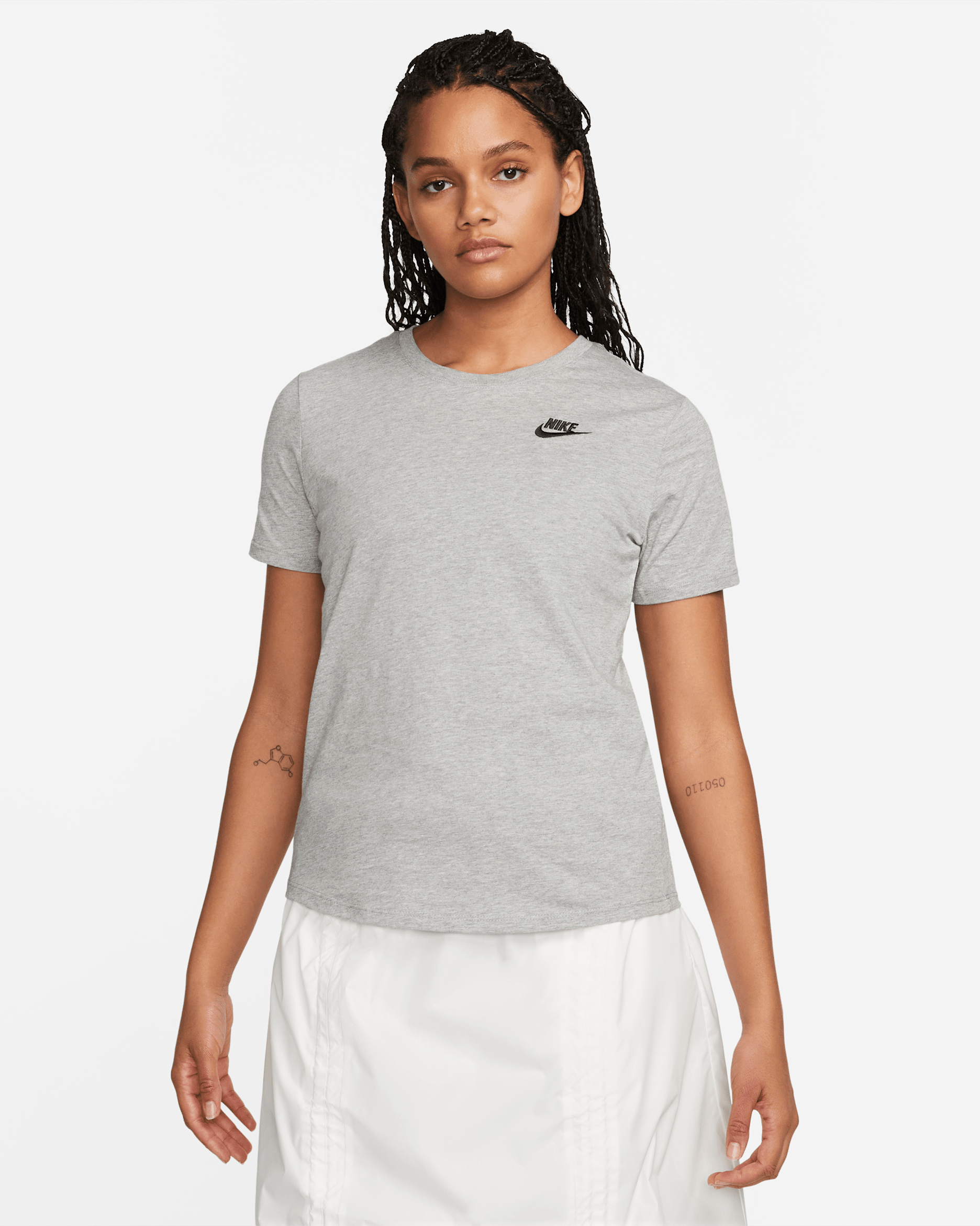 Nike Sportswear Club Essentials Women's T-Shirt - Dark Grey Heather/Black