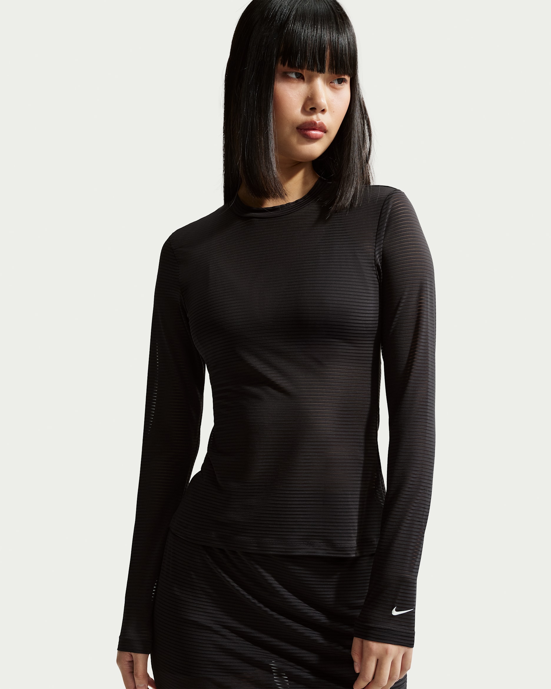 Nike Sportswear Women's Tight Long-Sleeve Sheer Top - Black/Sail
