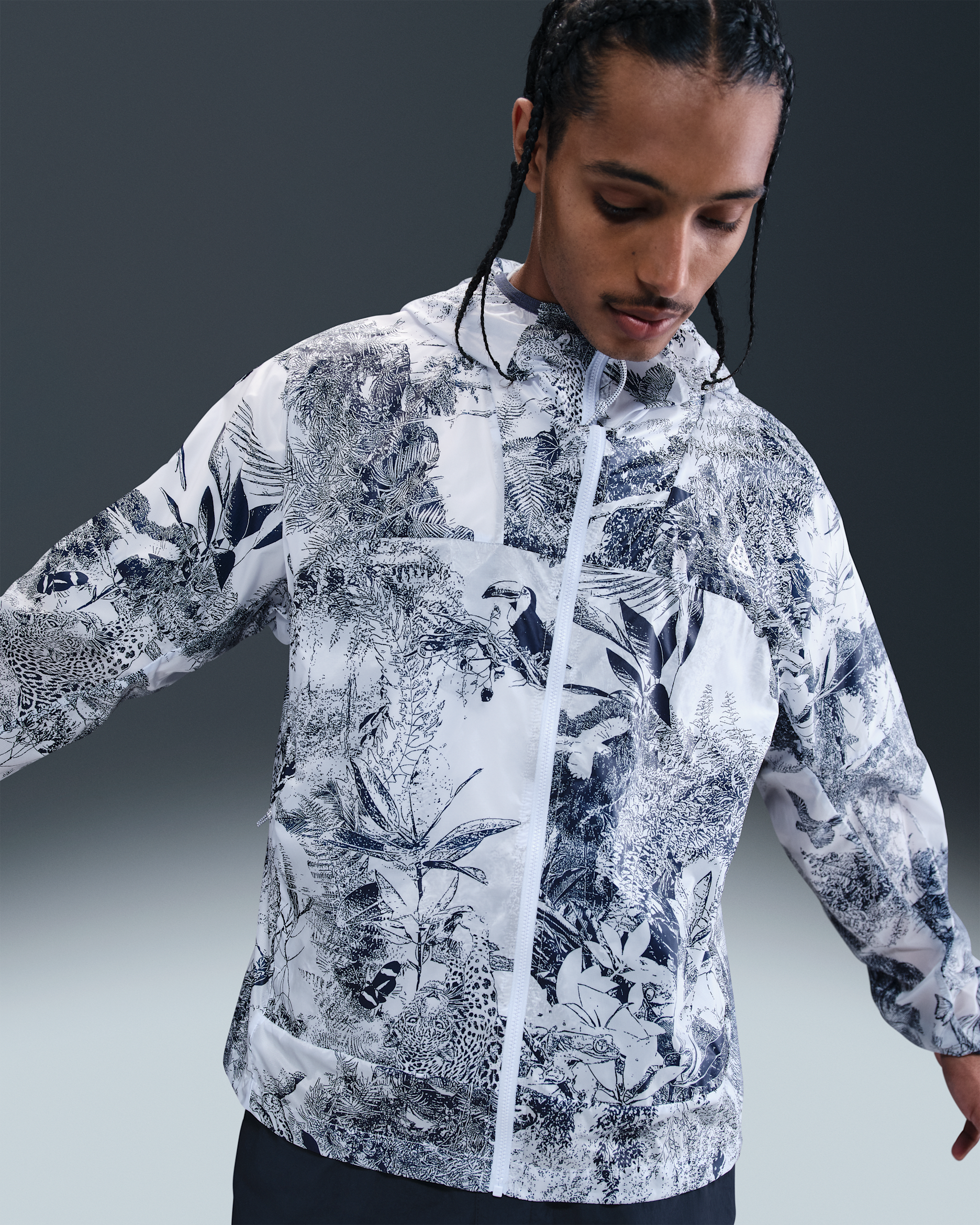 Nike ACG "Cinder Cone" Men's Windproof Jacket - Football Grey/Thunder Blue/Thunder Blue/Summit White