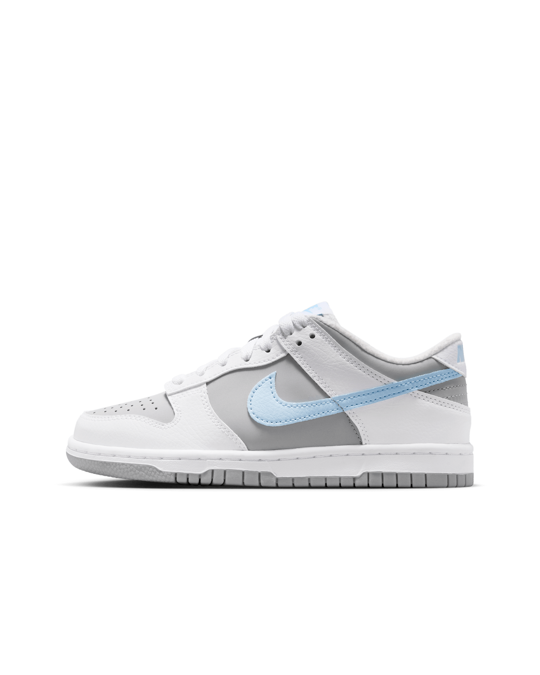 Nike Dunk Low Schuh für ältere Kinder (Jungen) - Weiß/Light Smoke Grey/Celestine Blue