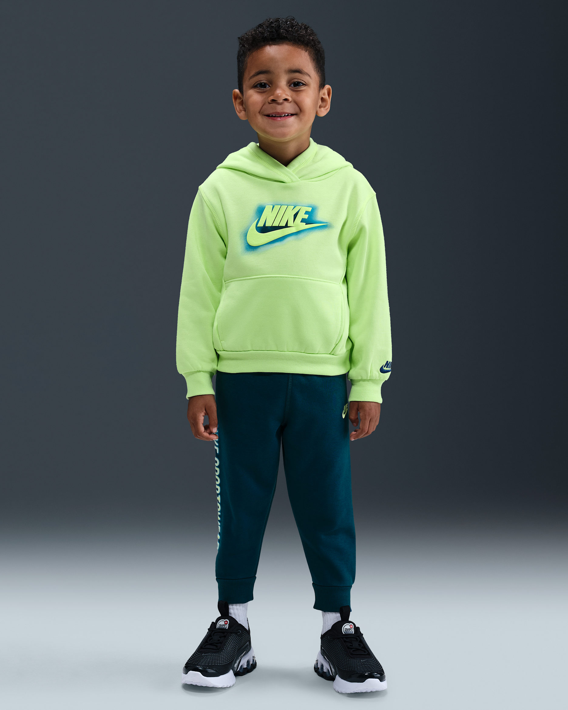Conjunto de 2 piezas de sudadera con gorro de tejido Fleece ligero infantil Nike Glow With Me - Azul fuerza