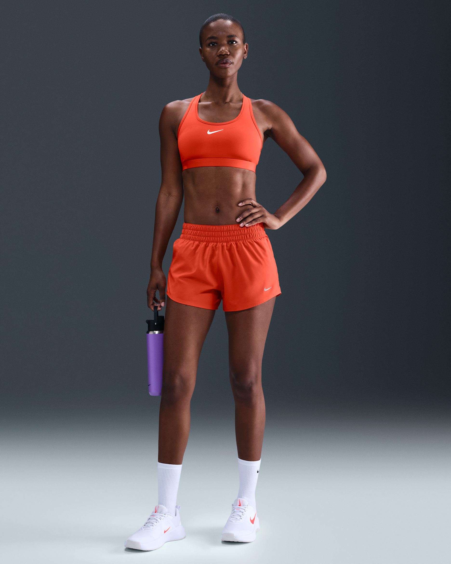 Nike One Women's Dri-FIT Mid-Rise 3" Brief-Lined Shorts - Picante Red/White