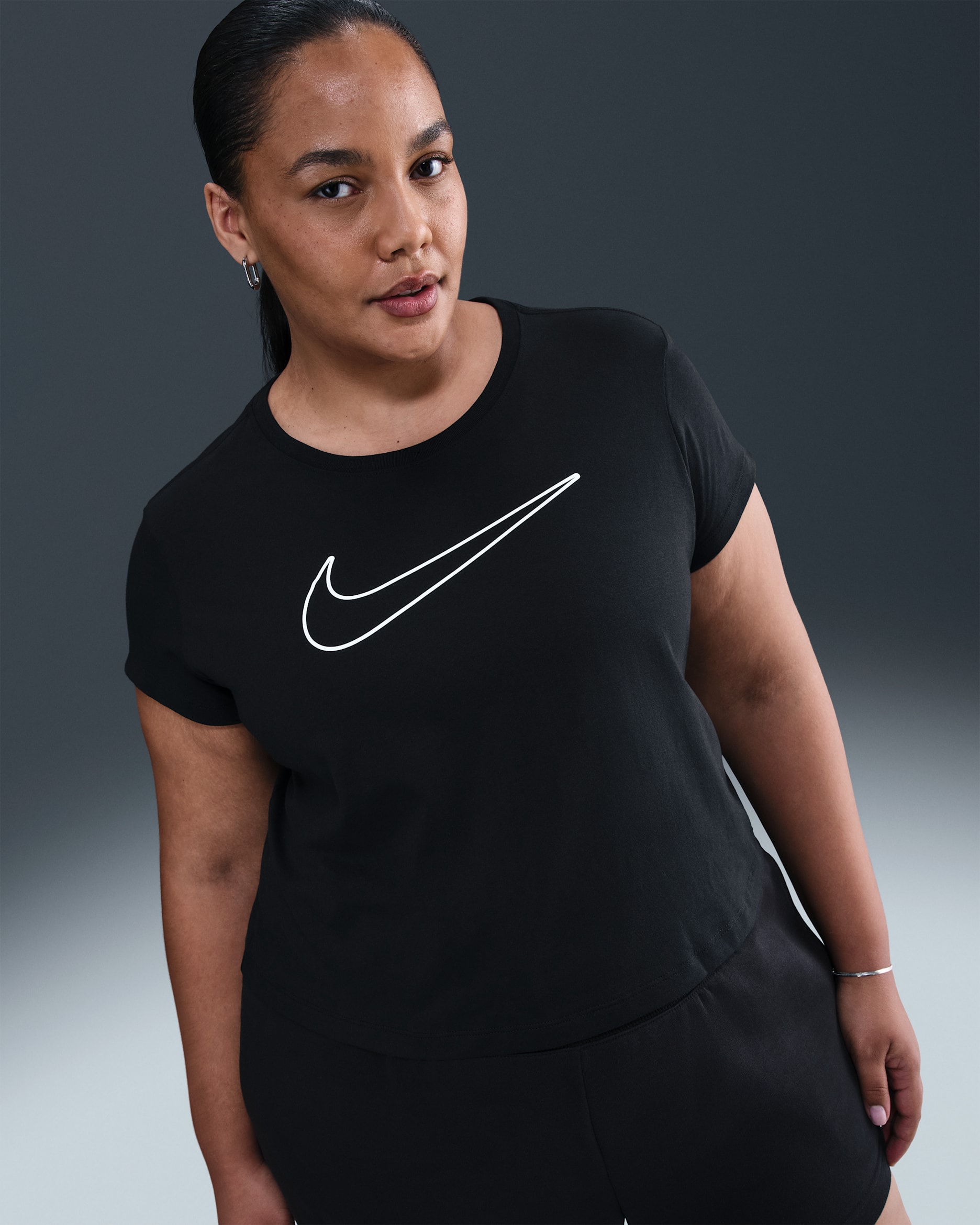 Nike Sportswear Women's Short-Sleeve Graphic T-Shirt (Plus Size) - Black/White