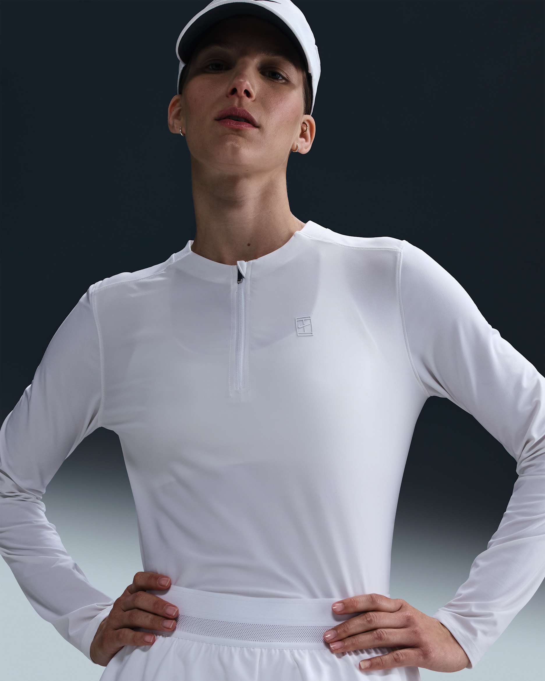 Camisola de ténis de camada intermédia Dri-FIT NikeCourt Advantage para mulher - Branco/Branco