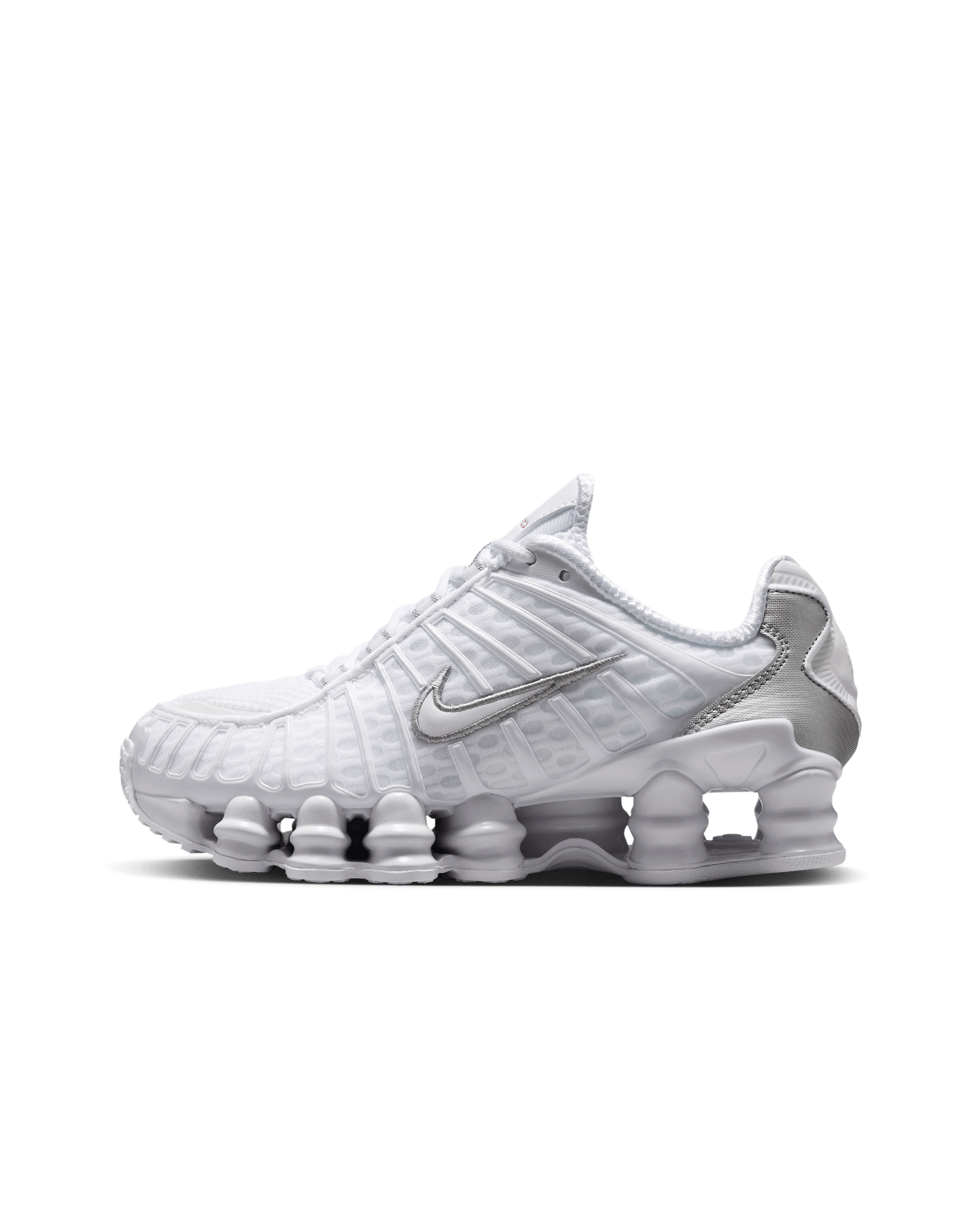 Tenis para niños grandes Nike Shox TL - Blanco/Plata metalizado/Naranja máximo/Blanco