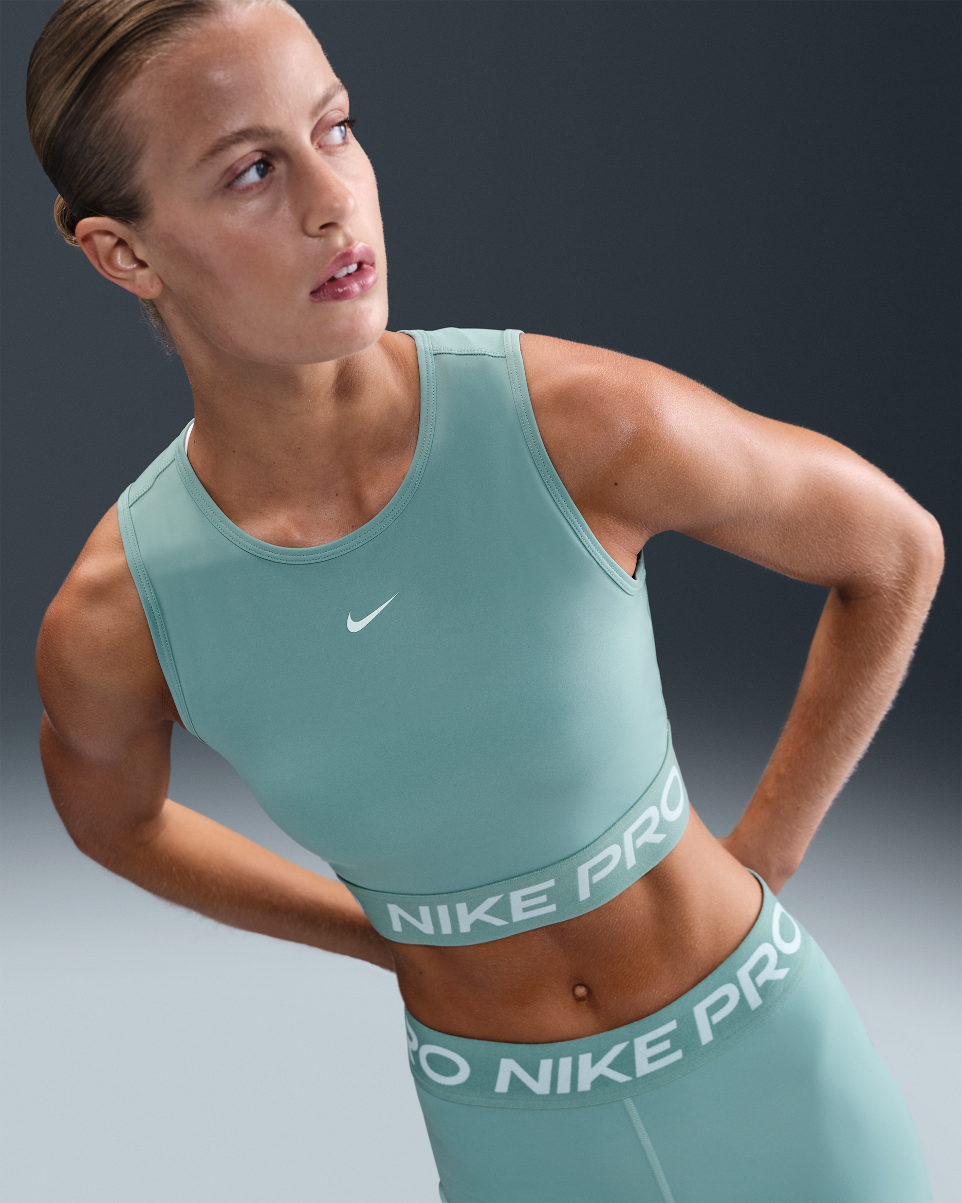 Nike Pro Women's Dri-FIT Cropped Tank Top - Cannon/White